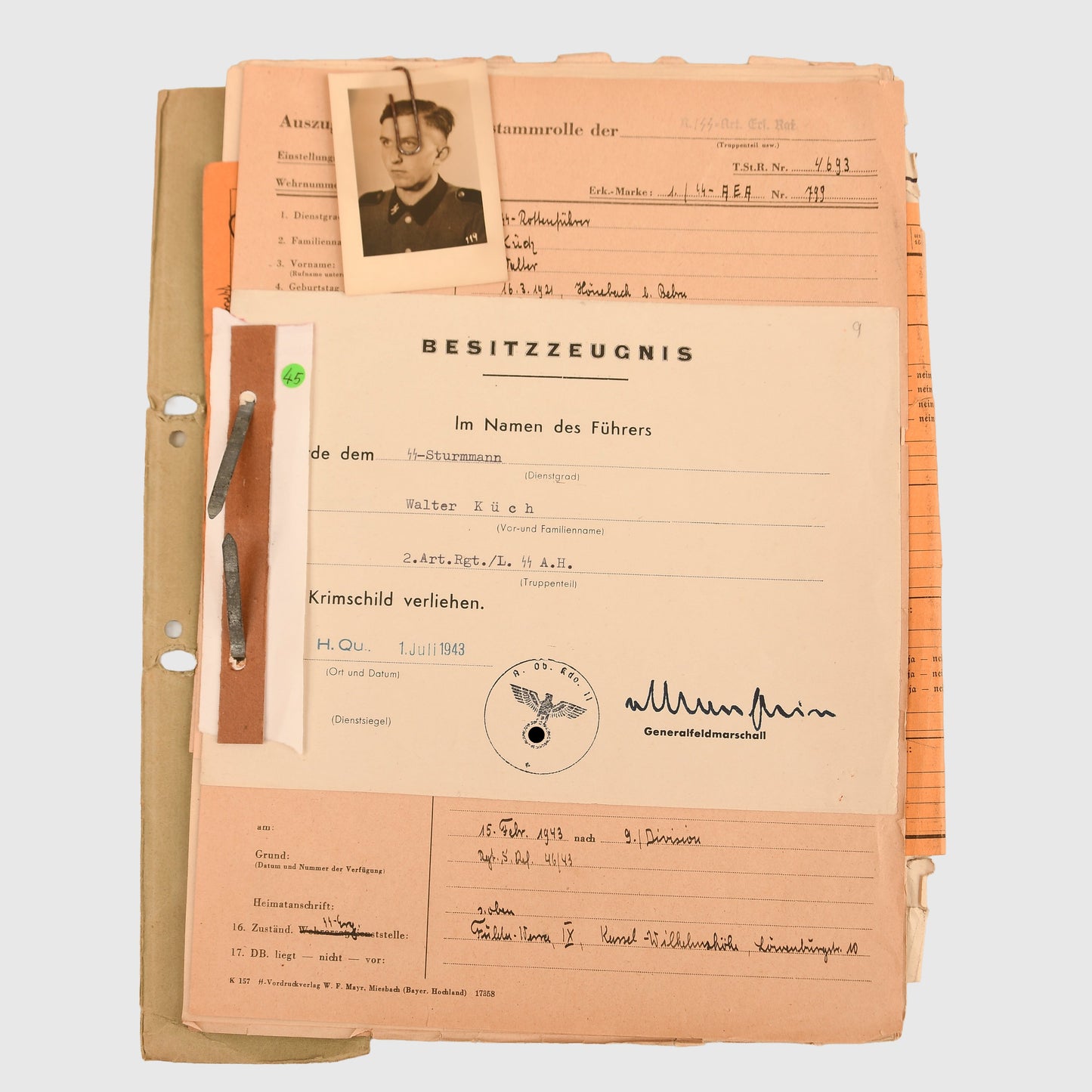 German WWII Leibstandarte Adolf Hitler Complete File