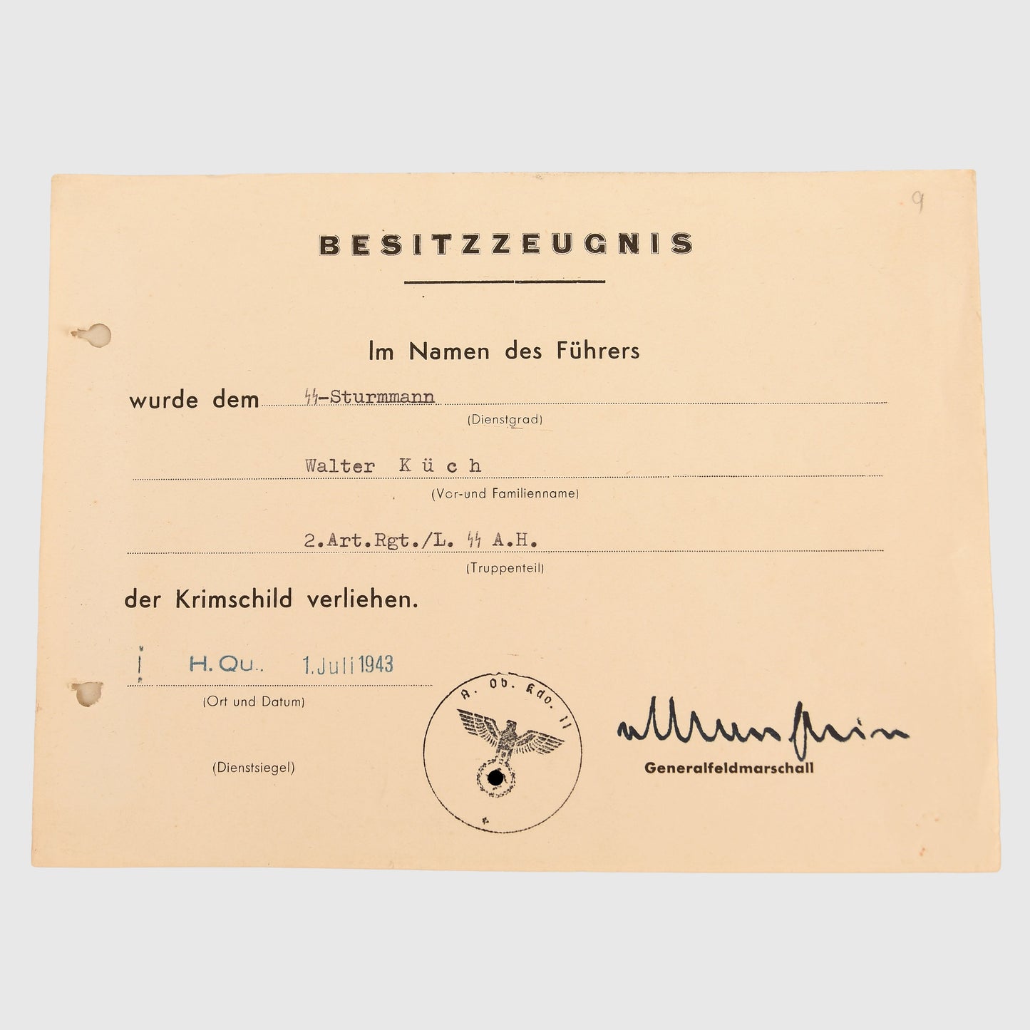 German WWII Leibstandarte Adolf Hitler Complete File