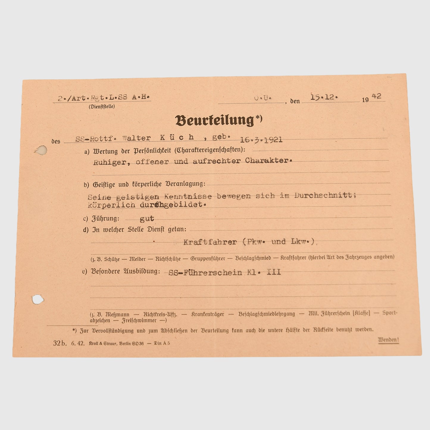German WWII Leibstandarte Adolf Hitler Complete File