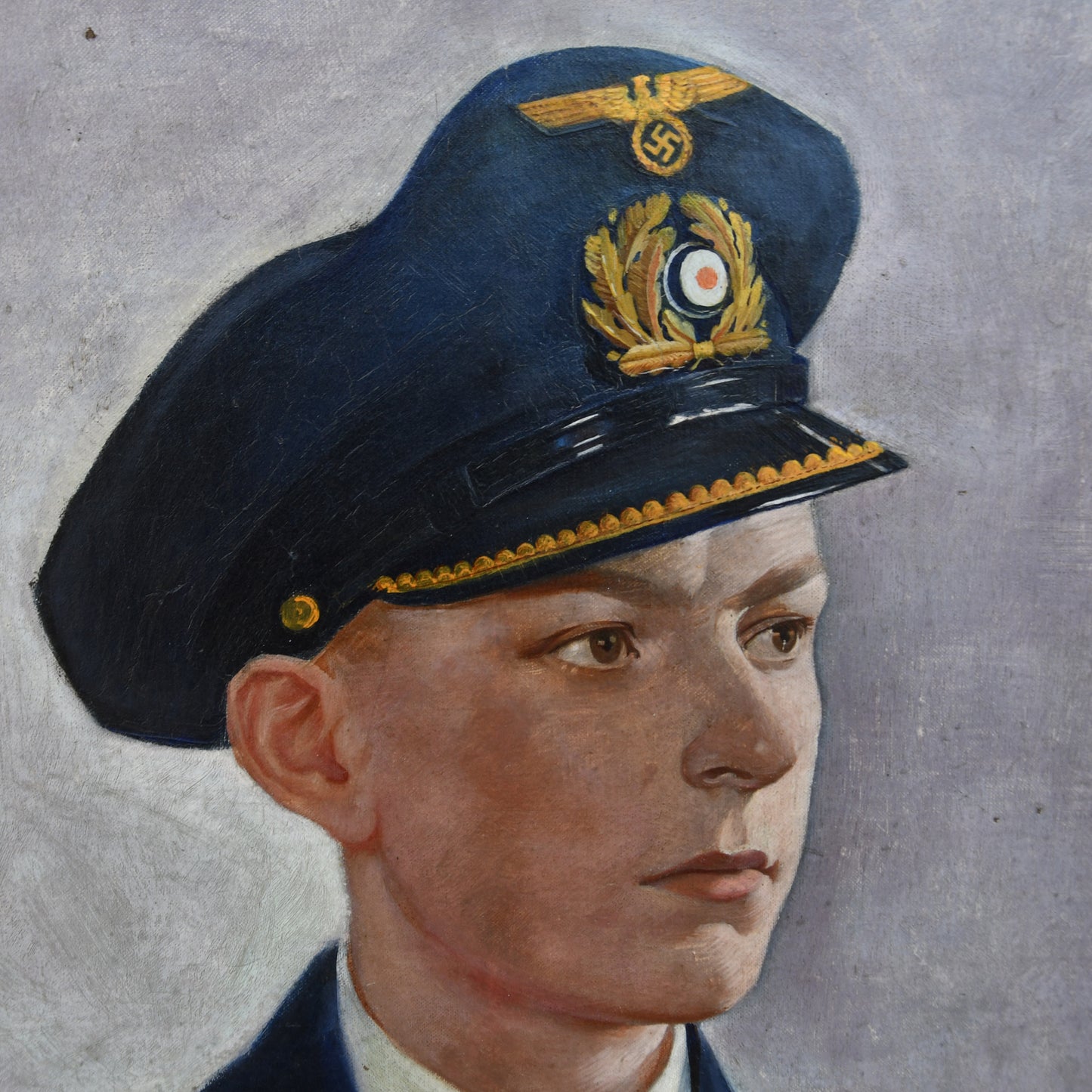 German WWII Kriegsmarine Submariners Knights Cross Oil Painting