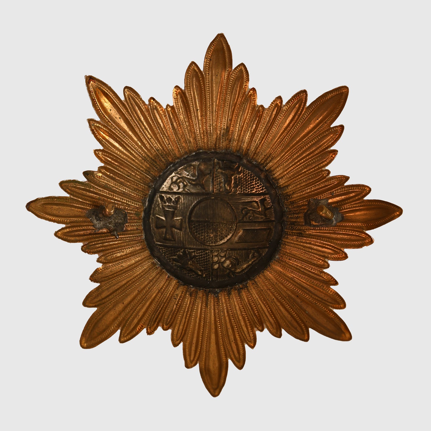 German WWI Mecklenburg-Strelitz Grenadier Regiment No. 89 2nd Battalion & Field Artillery Regiment 24 3rd Battery Officer’s Pickelhaube Plate