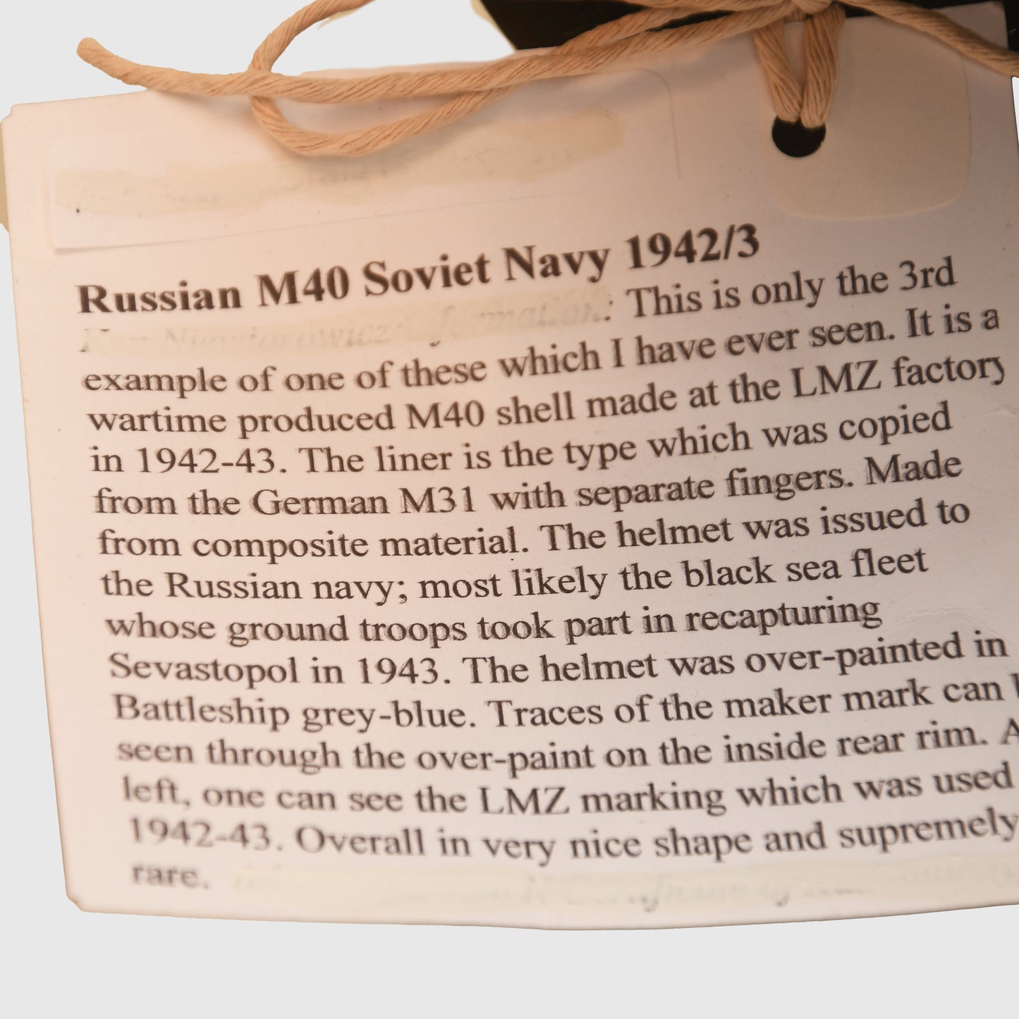 Russian WWII M40 Naval Helmet