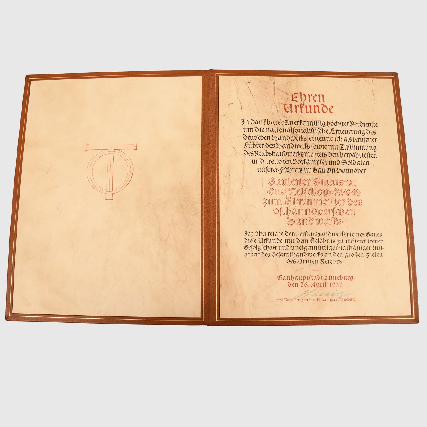 German WWII Gauleiter of East Hannover Otto Telschow Citation