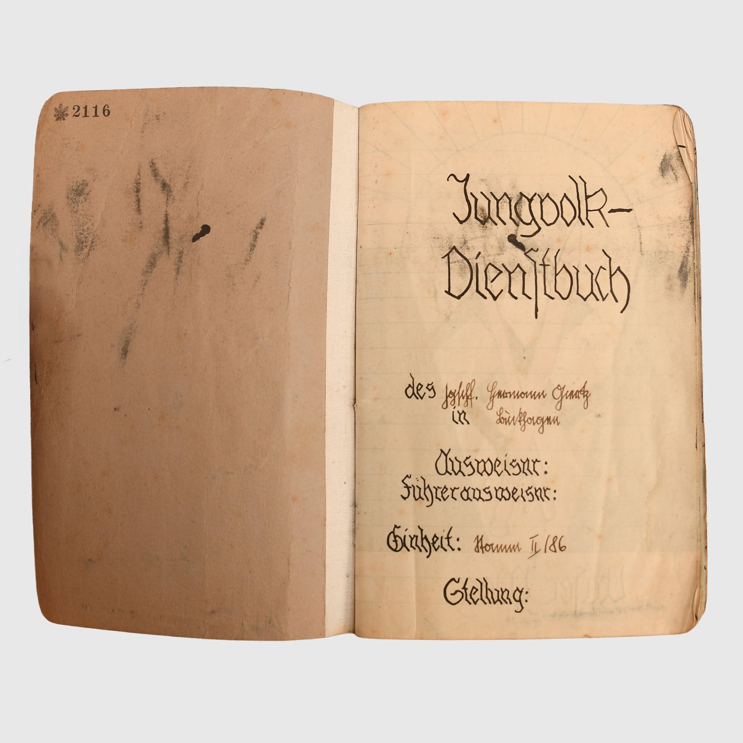 German WWII Hitler Youth Paperwork