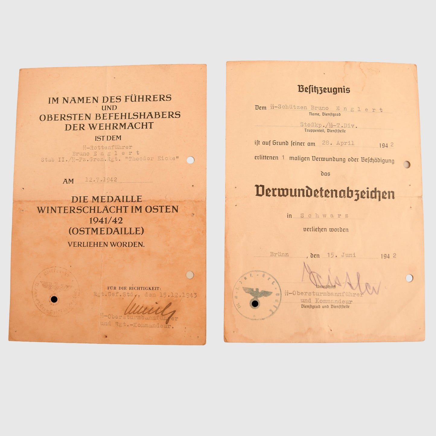 German WWII SS Document Grouping