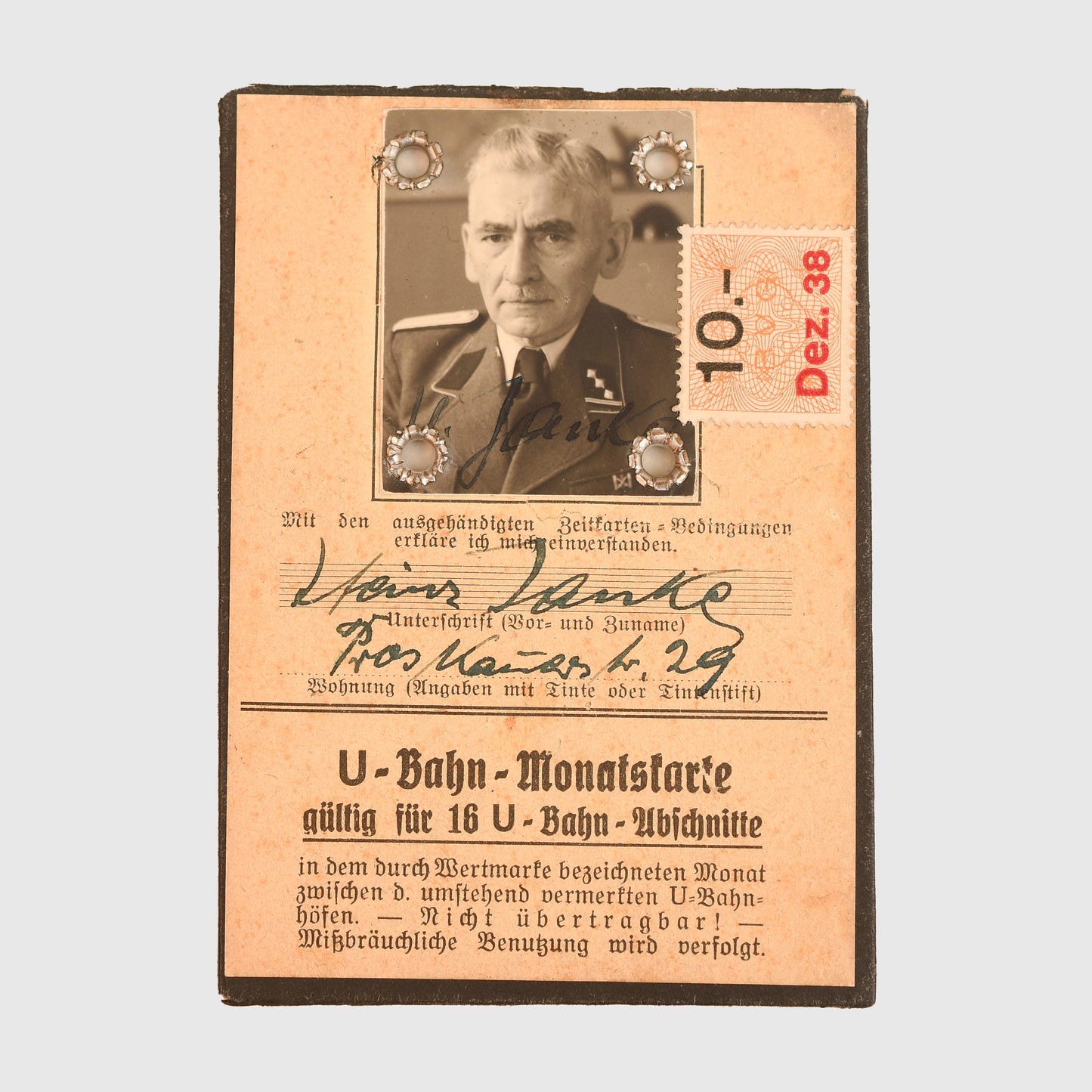 German WWII Gestapo/SD Berlin Railway Pass