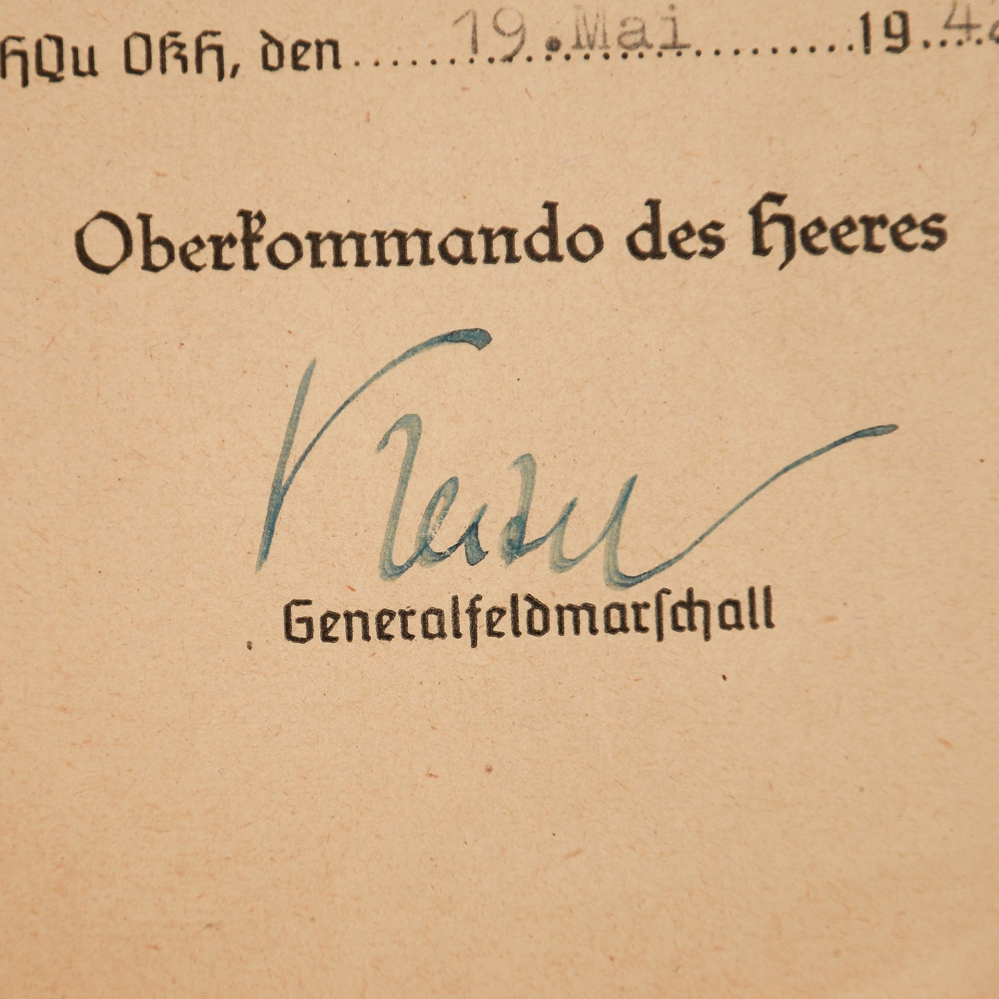 German WWII Waffen-SS German Cross in Gold Citation