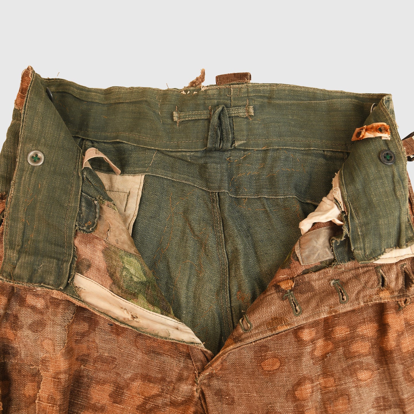 German WWII Oak Leaf Herringbone Twill Pattern Trousers
