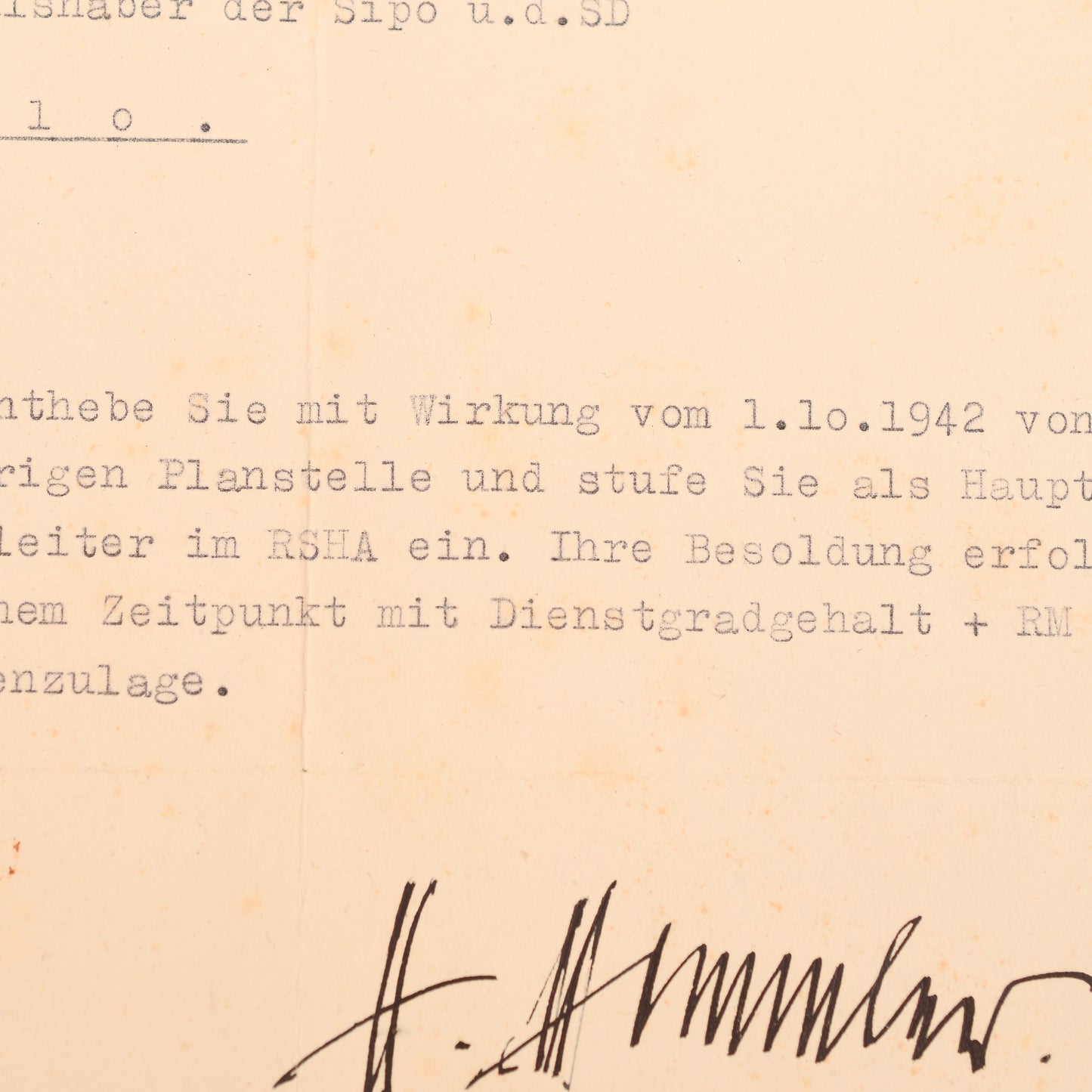 German WWII Heinrich Himmler Signature
