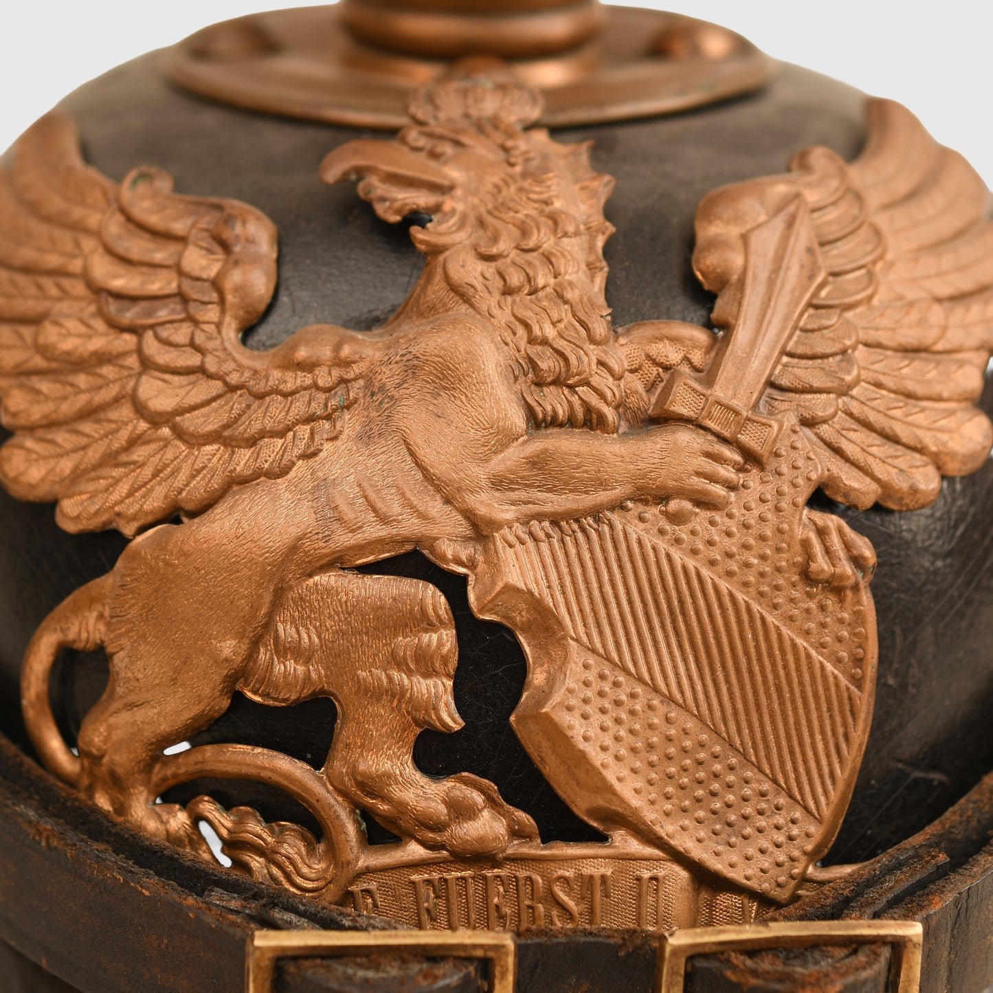 German WWI Baden Enlisted Ranks All-Leather Pickelhaube