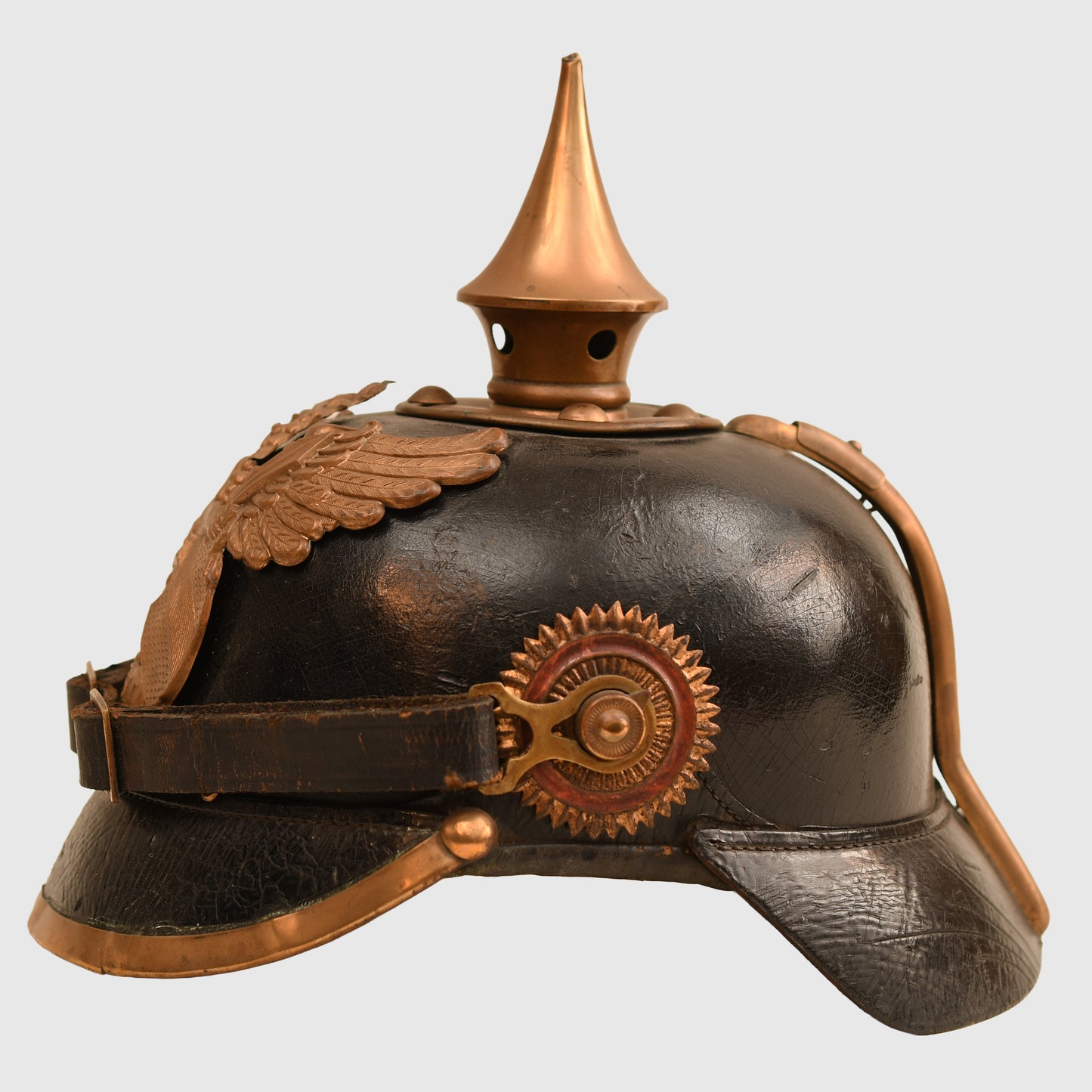 German WWI Baden Enlisted Ranks All-Leather Pickelhaube