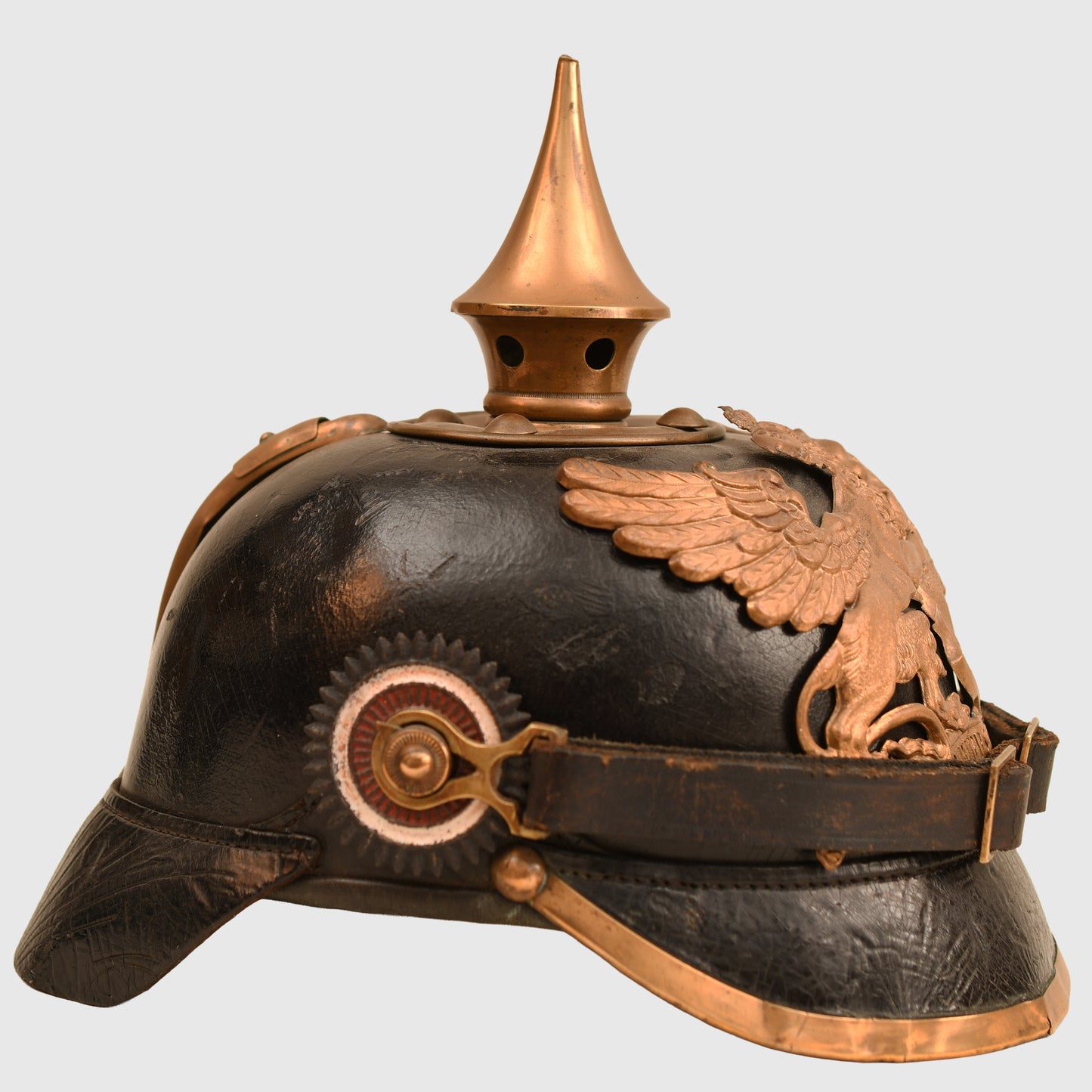 German WWI Baden Enlisted Ranks All-Leather Pickelhaube