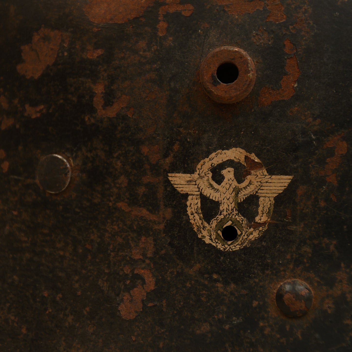 German WWII M16 Double Decal Police Helmet