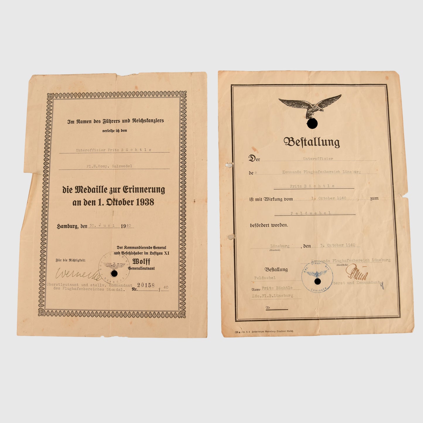 German WWII Luftwaffe Night Harassment Bomber Pilot – Group of Citations