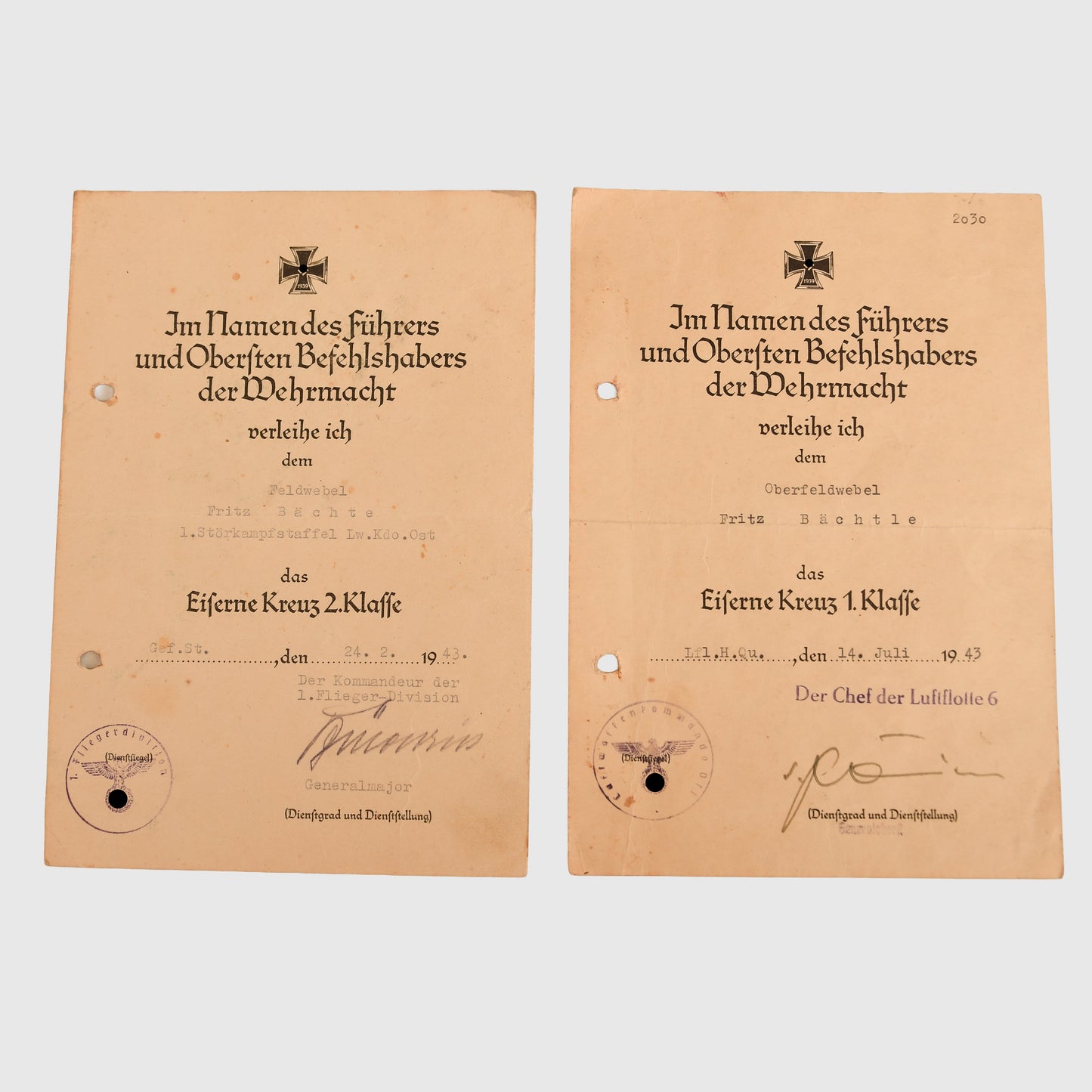 German WWII Luftwaffe Night Harassment Bomber Pilot – Group of Citations