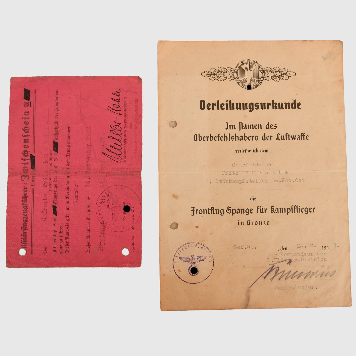 German WWII Luftwaffe Night Harassment Bomber Pilot – Group of Citations