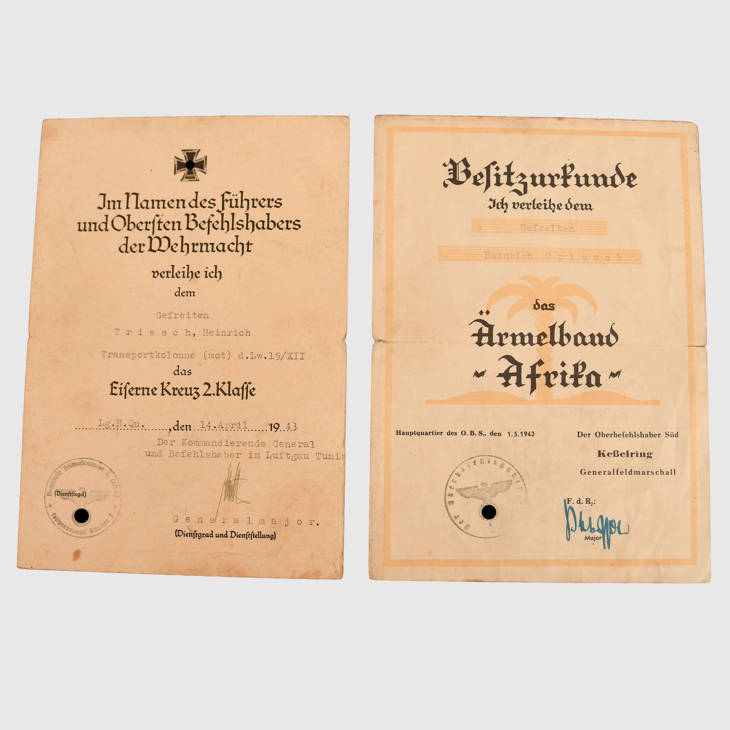 German WWII Luftwaffe Afrikakorps Grouping