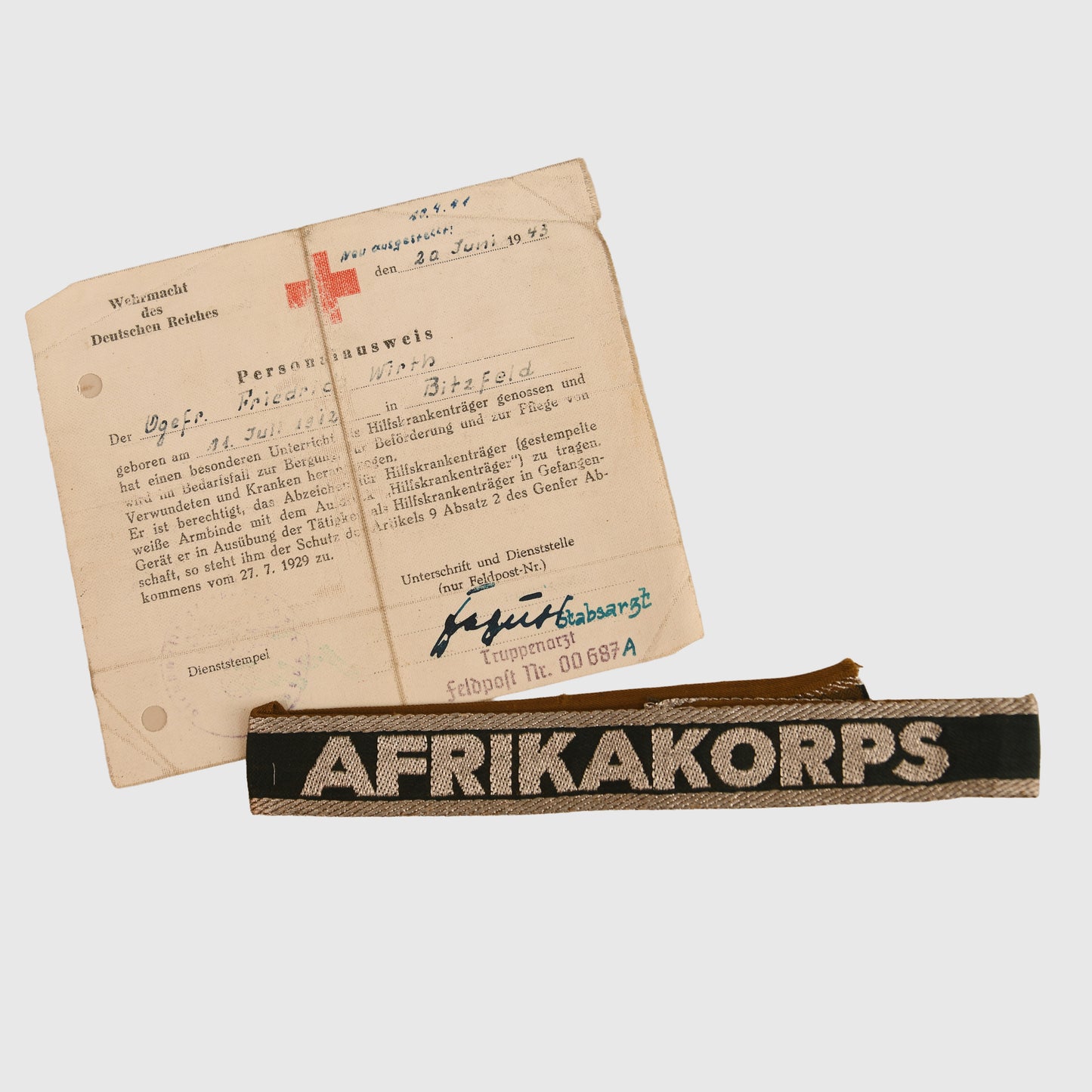 German WWII Afrikakorps Paperwork Grouping