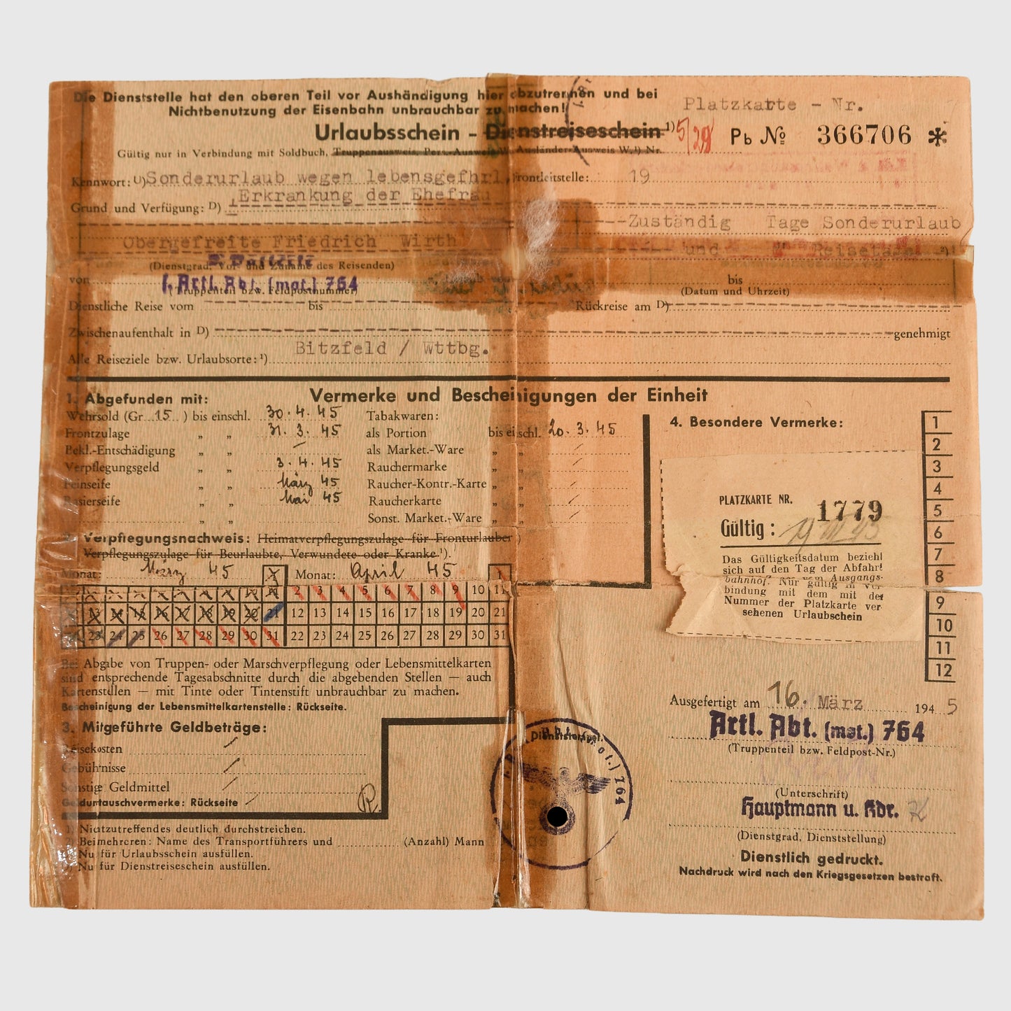German WWII Afrikakorps Paperwork Grouping