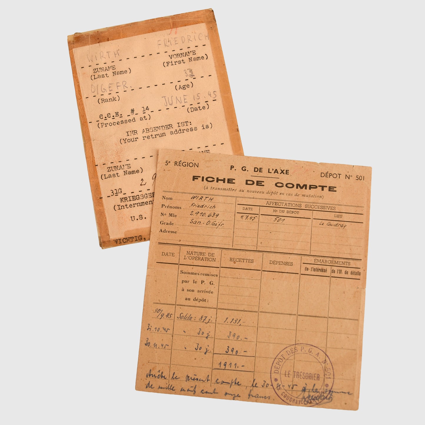 German WWII Afrikakorps Paperwork Grouping