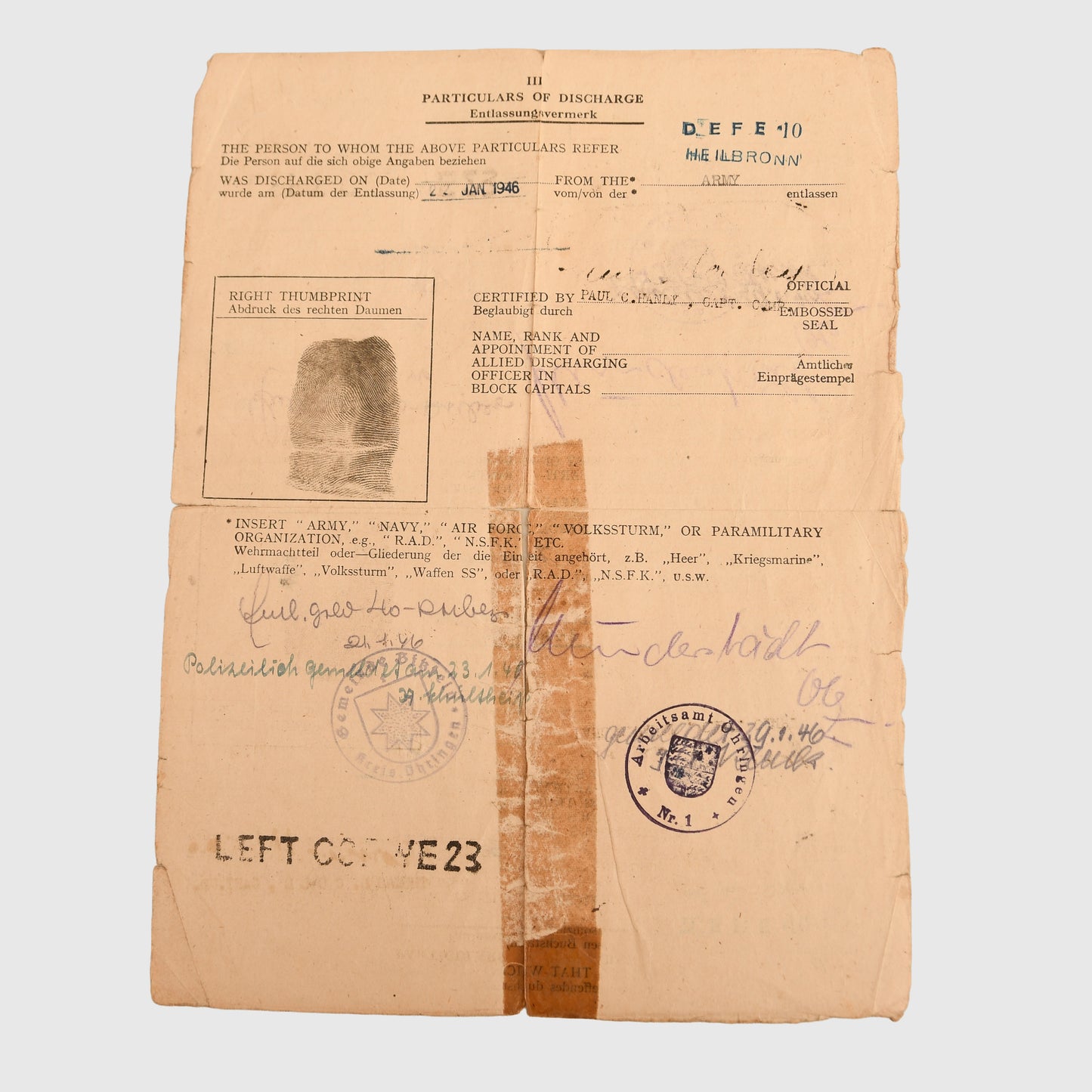 German WWII Afrikakorps Paperwork Grouping