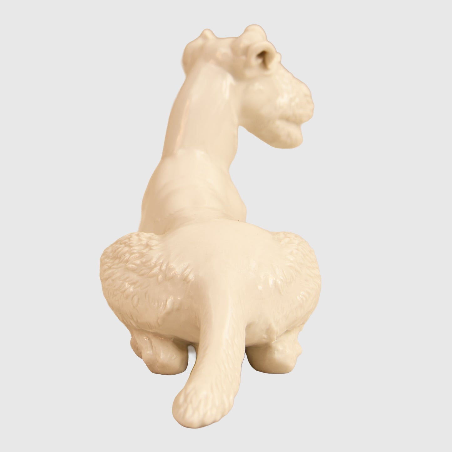 German WWII White Porcelain Allach Lying Down Fox Terrier