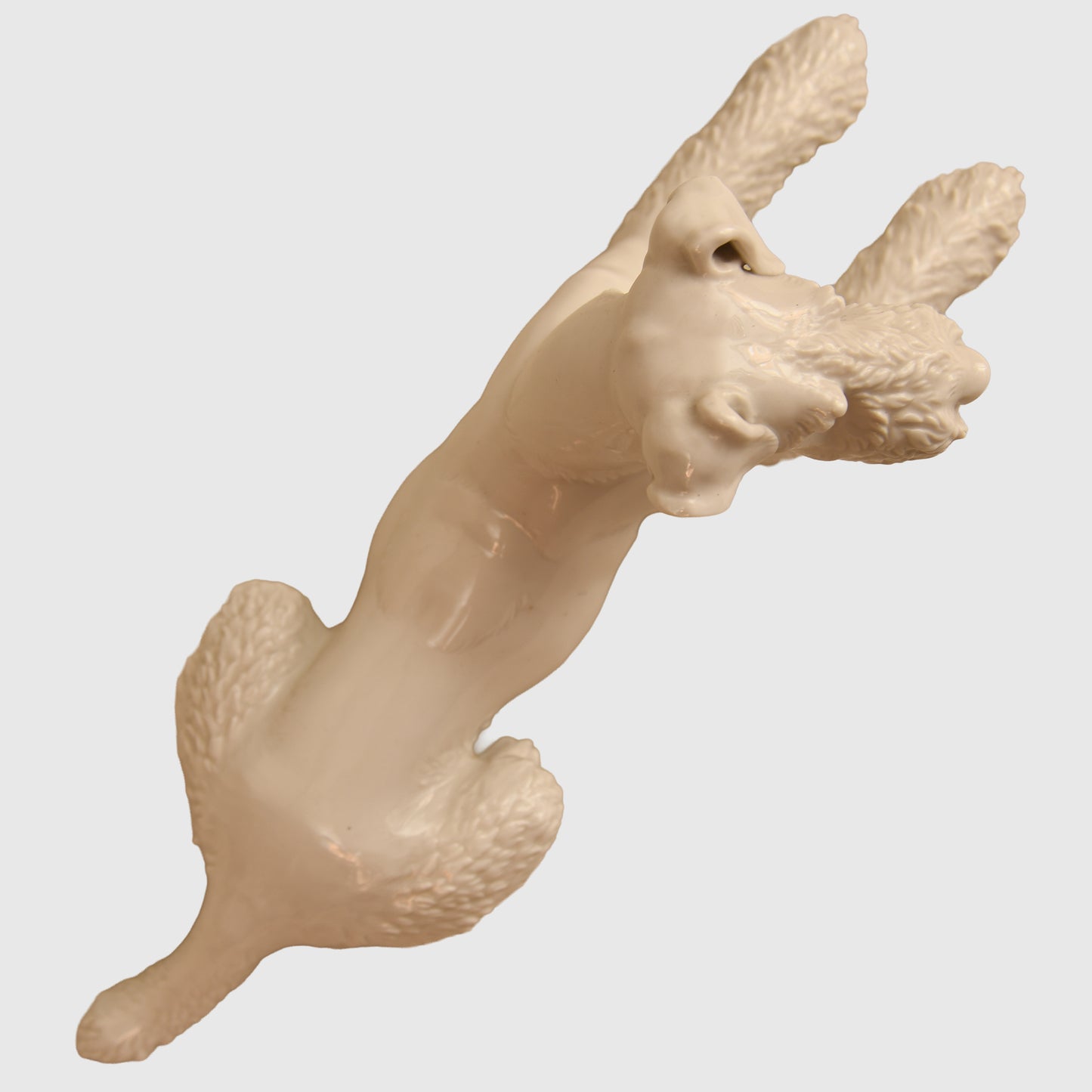 German WWII White Porcelain Allach Lying Down Fox Terrier