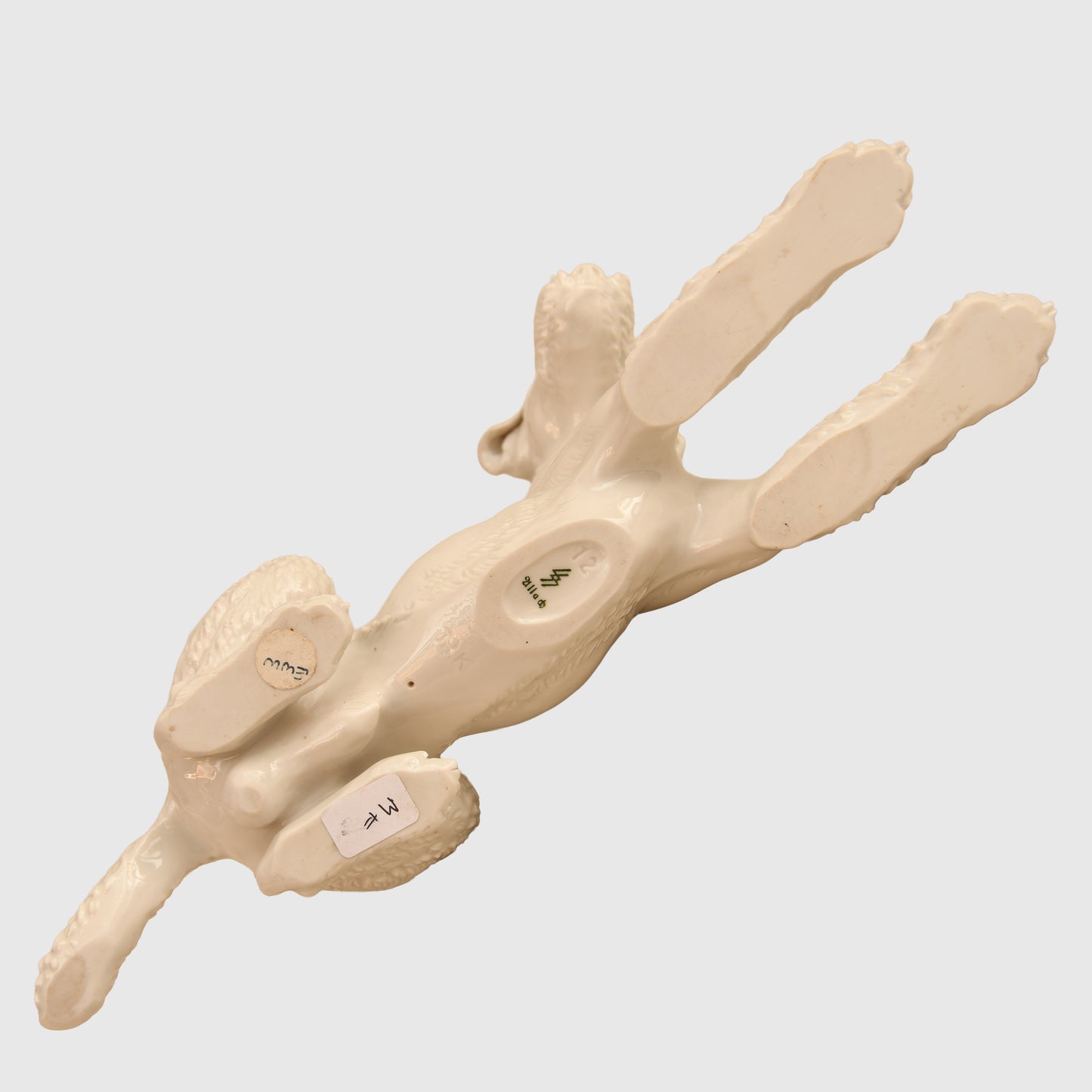German WWII White Porcelain Allach Lying Down Fox Terrier