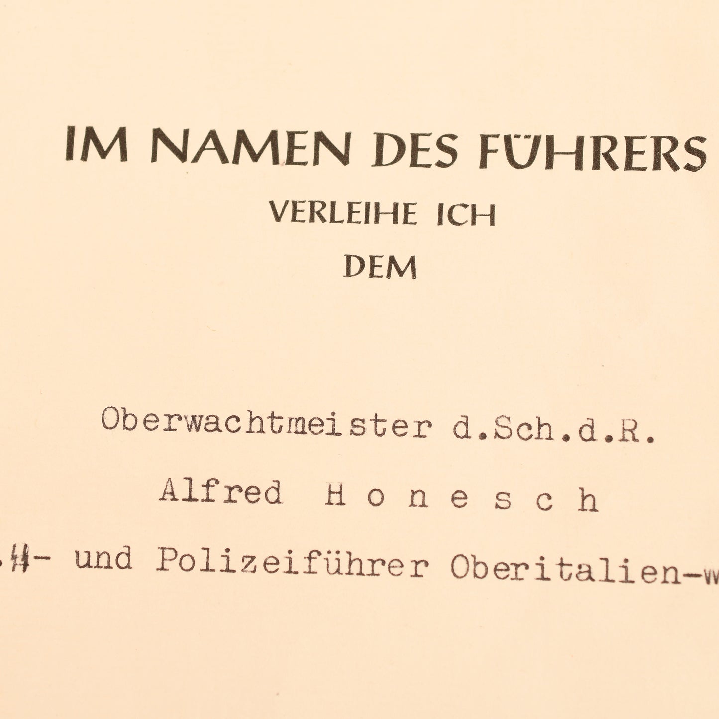 German WWII SS War Service Cross 2nd Class with Swords Citation – Honesch