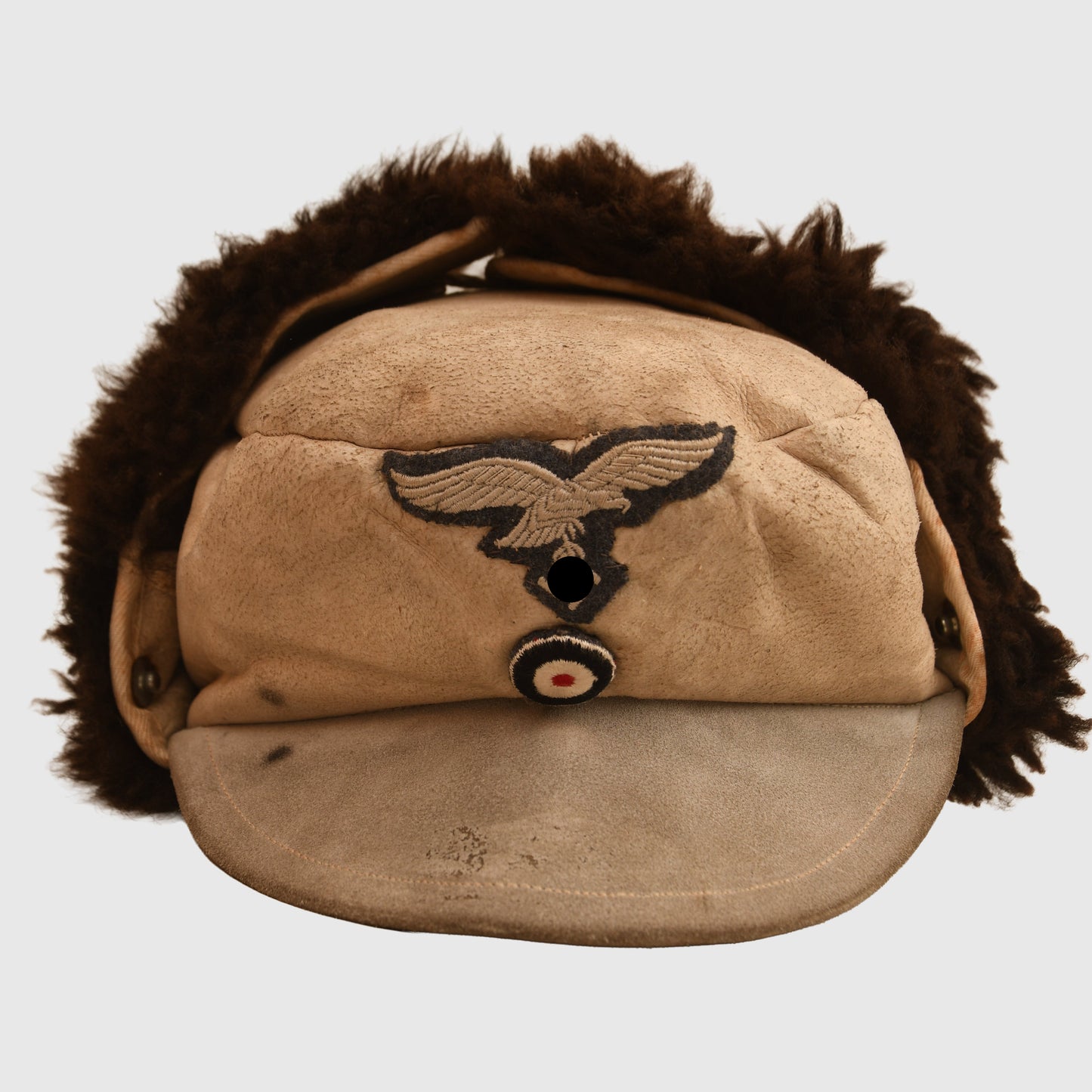 German WWII Luftwaffe Winter Hat with Brown Fur Lining
