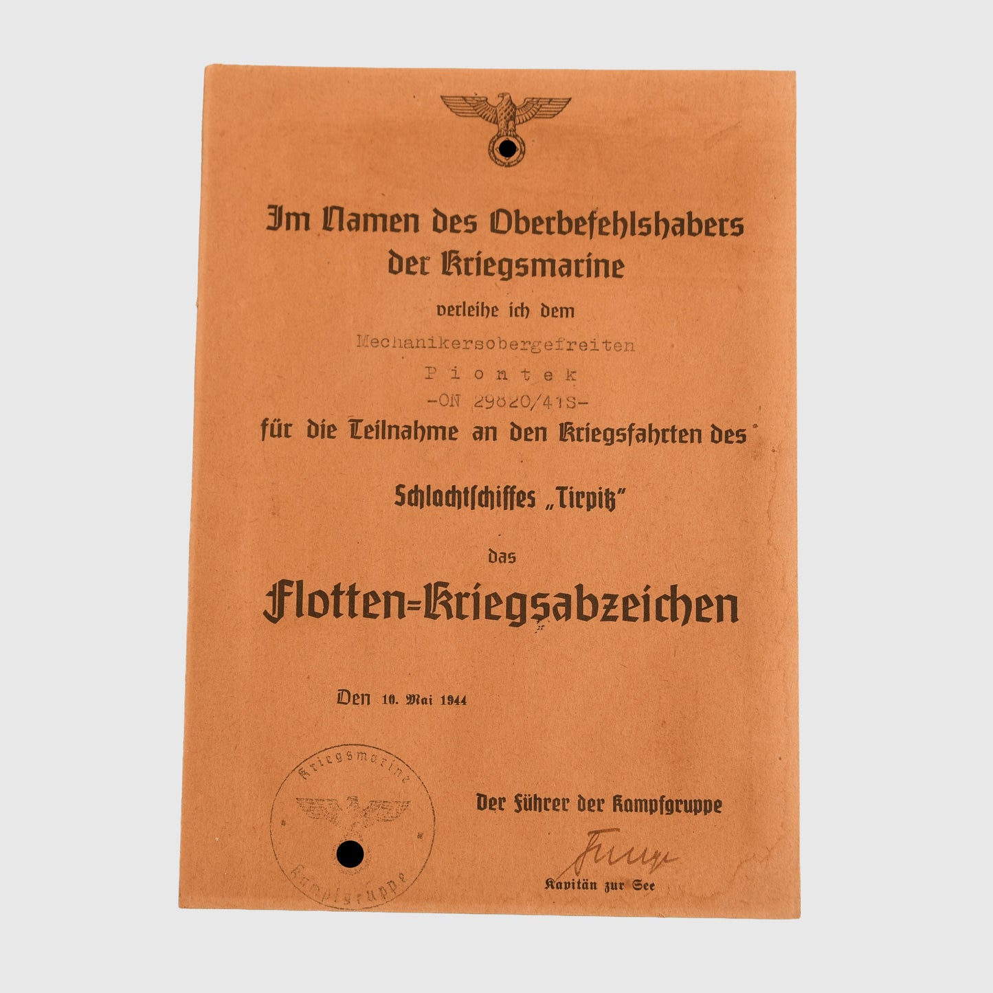 German WWII Battleship Tirpitz Citations
