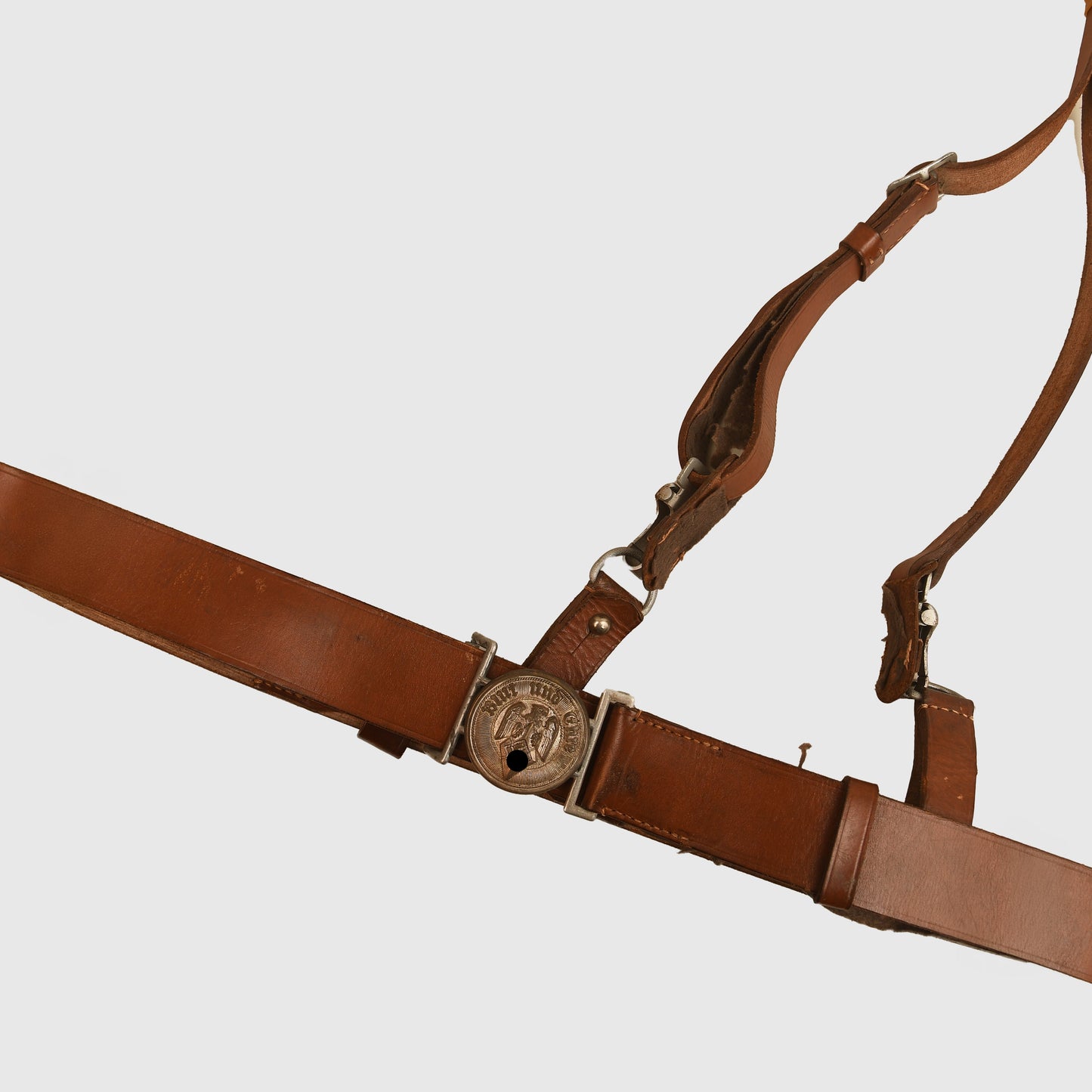 German WWII Hitler Youth Leader’s Waist Belt and Cross Strap Rig