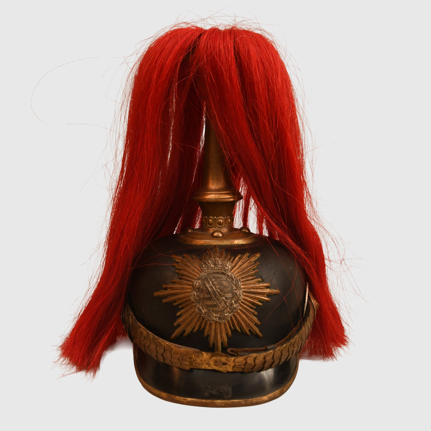 German WWI Saxon Artillery Senior NCO Pickelhaube with Plume