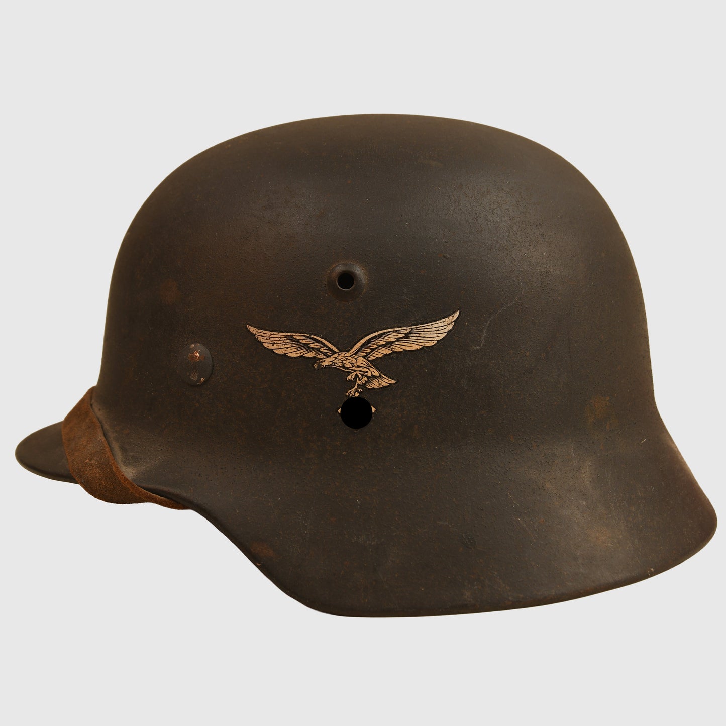 German WWII Luftwaffe Single Decal Combat Helmet with Manoeuvre Band Fitted