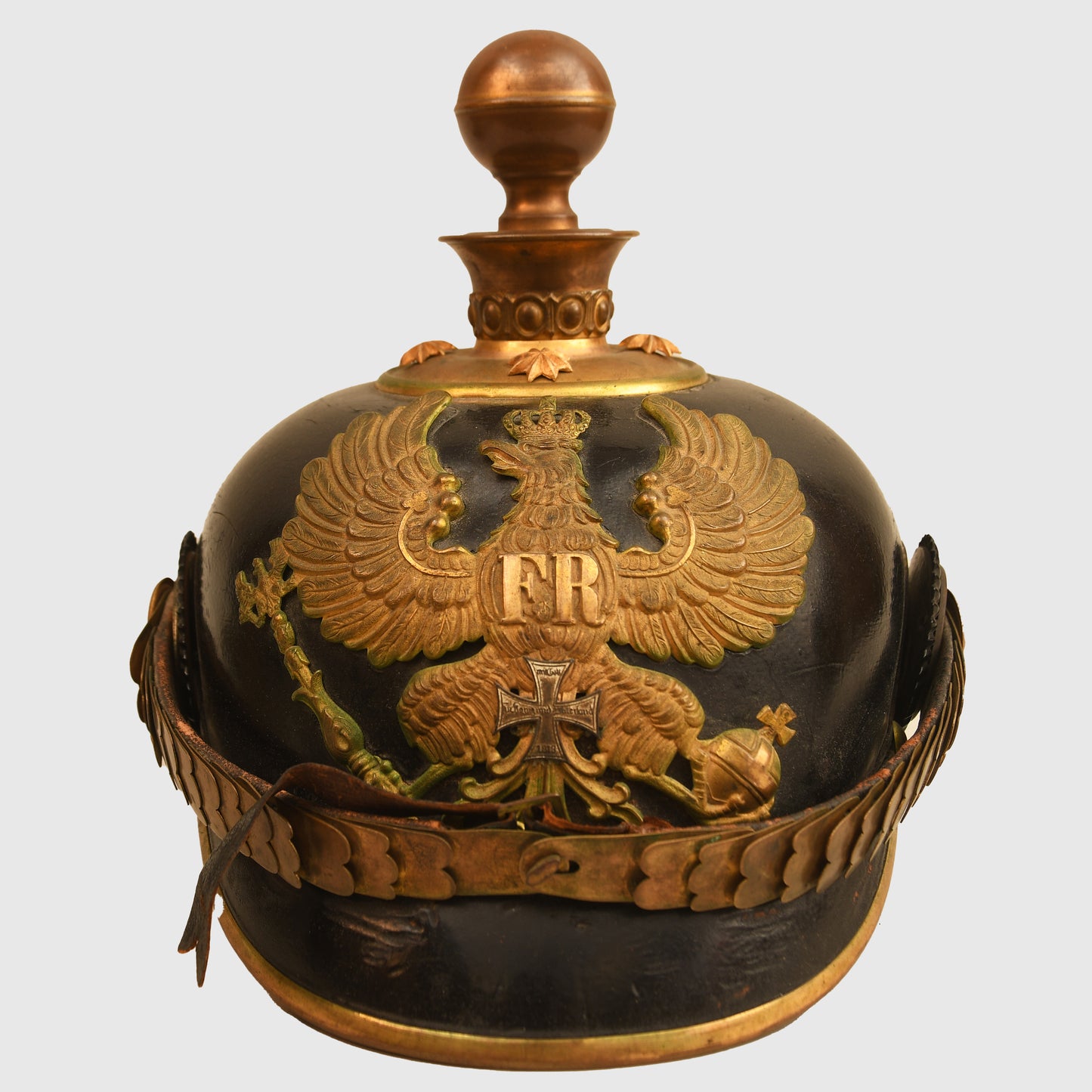 German WWI Prussian Foot Artillery Reserve Officers Helmet with Cover