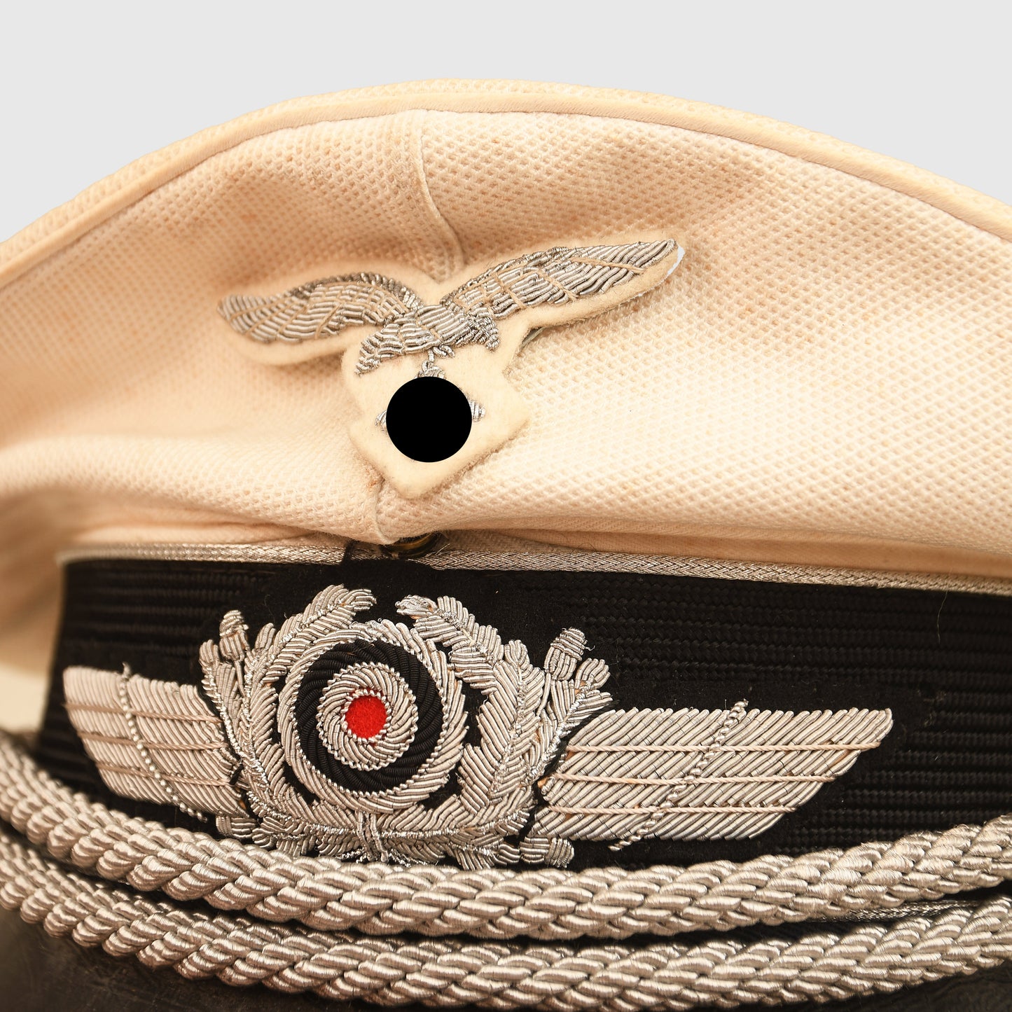 German WWII Luftwaffe Officers Visor Cap, White and Blue Covers