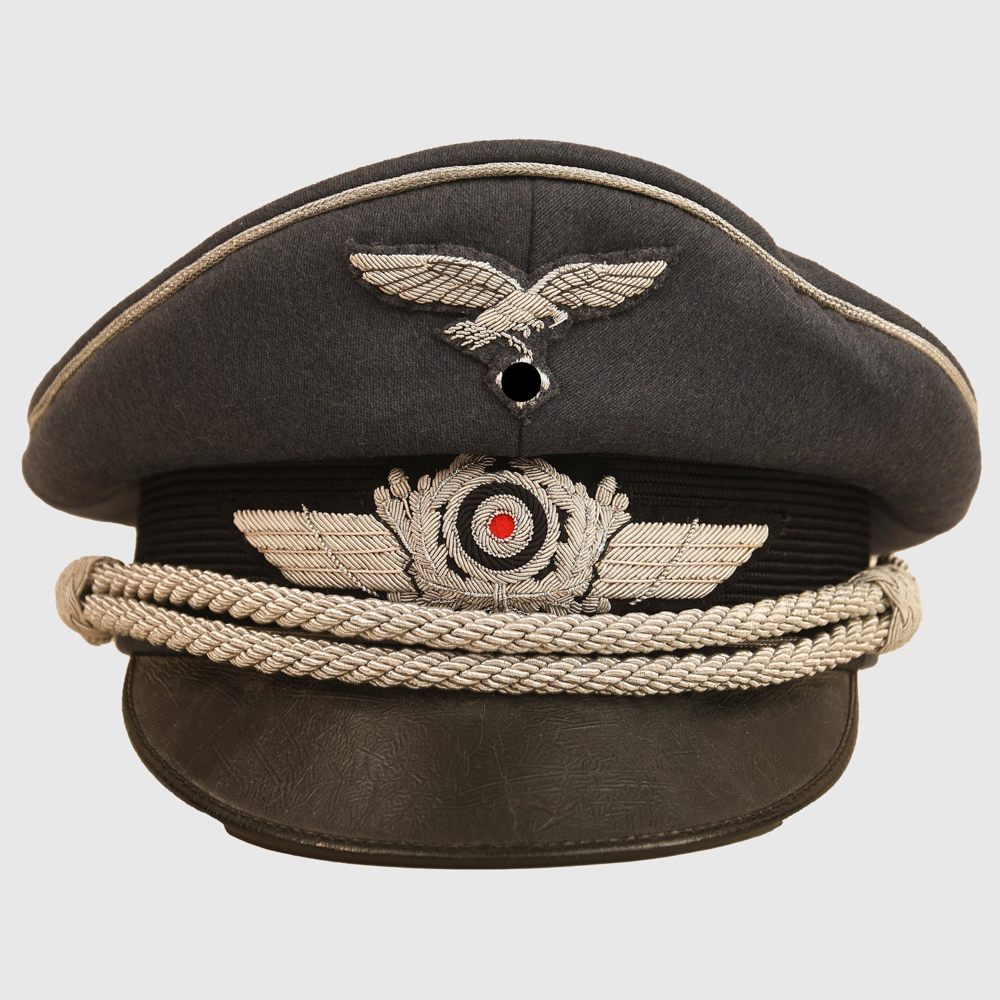 German WWII Luftwaffe Officers Visor Cap, White and Blue Covers