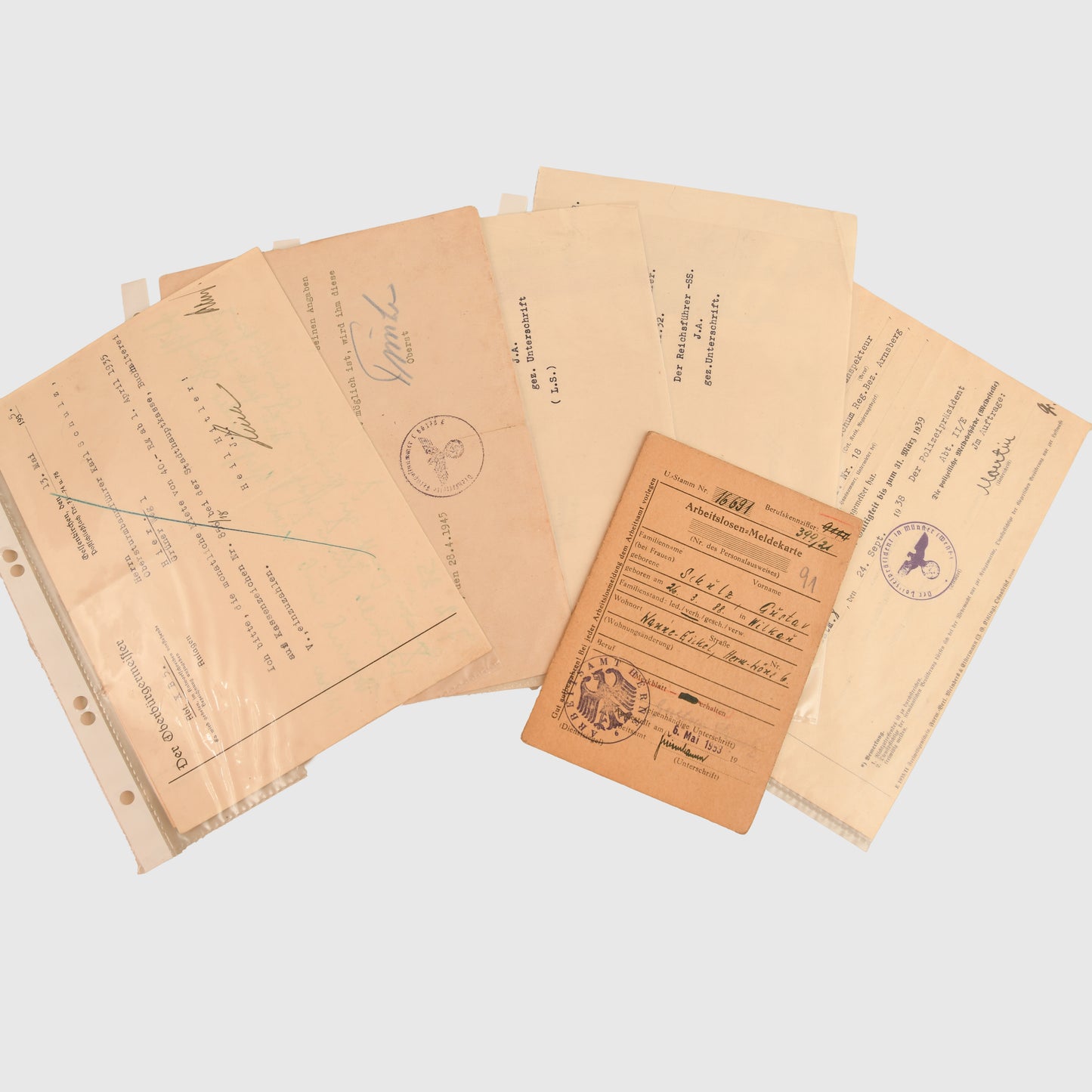 German WWII SS Obersturmbannführer Karl Schulz Document Grouping