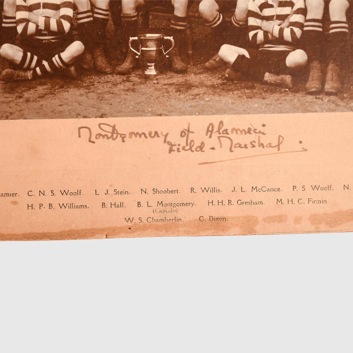 FIELD MARSHALL BERNARD LAW MONTGOMERY SIGNATURE - BELOW PHOTOGRAPH