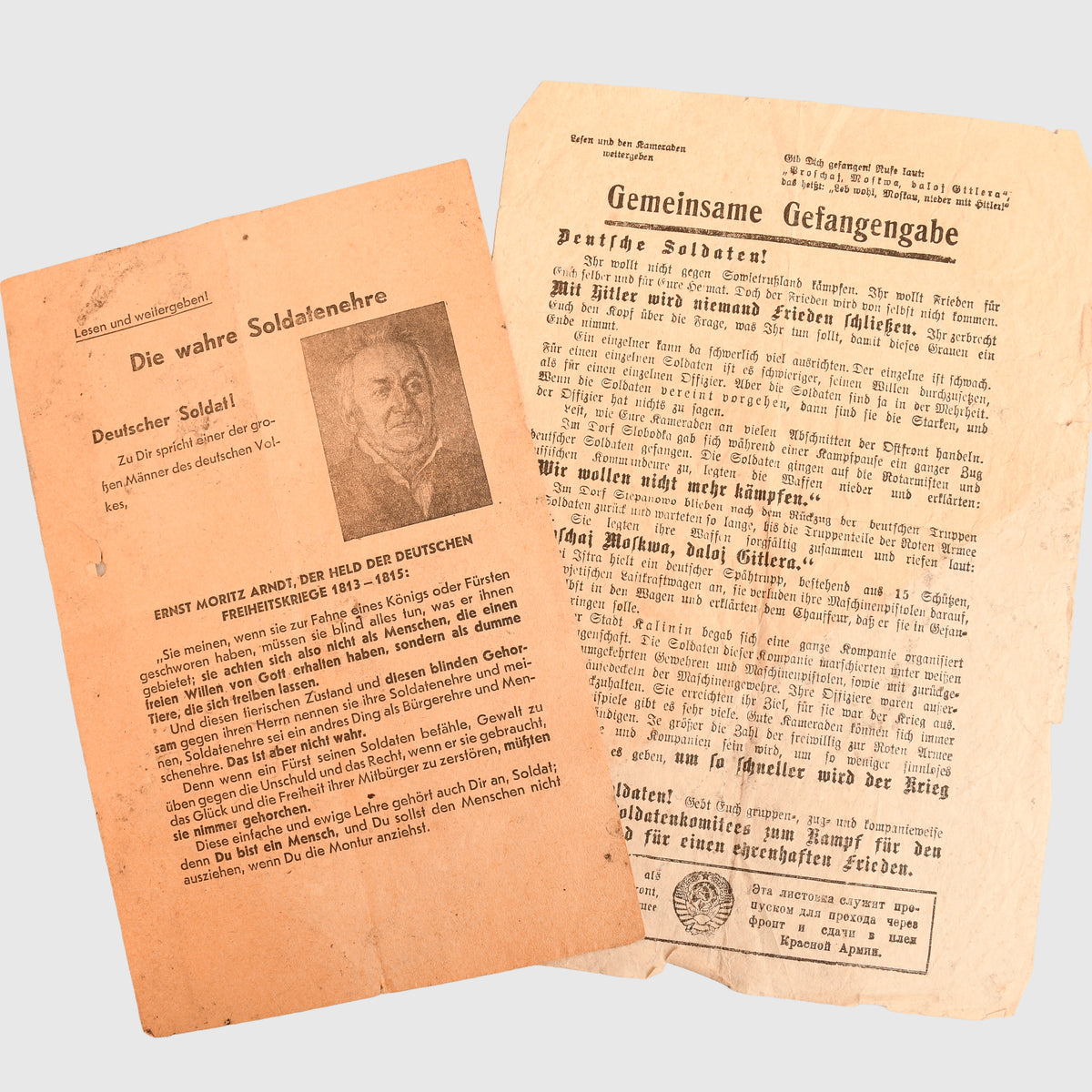 RUSSIAN WWII PROPAGANDA LEAFLETS