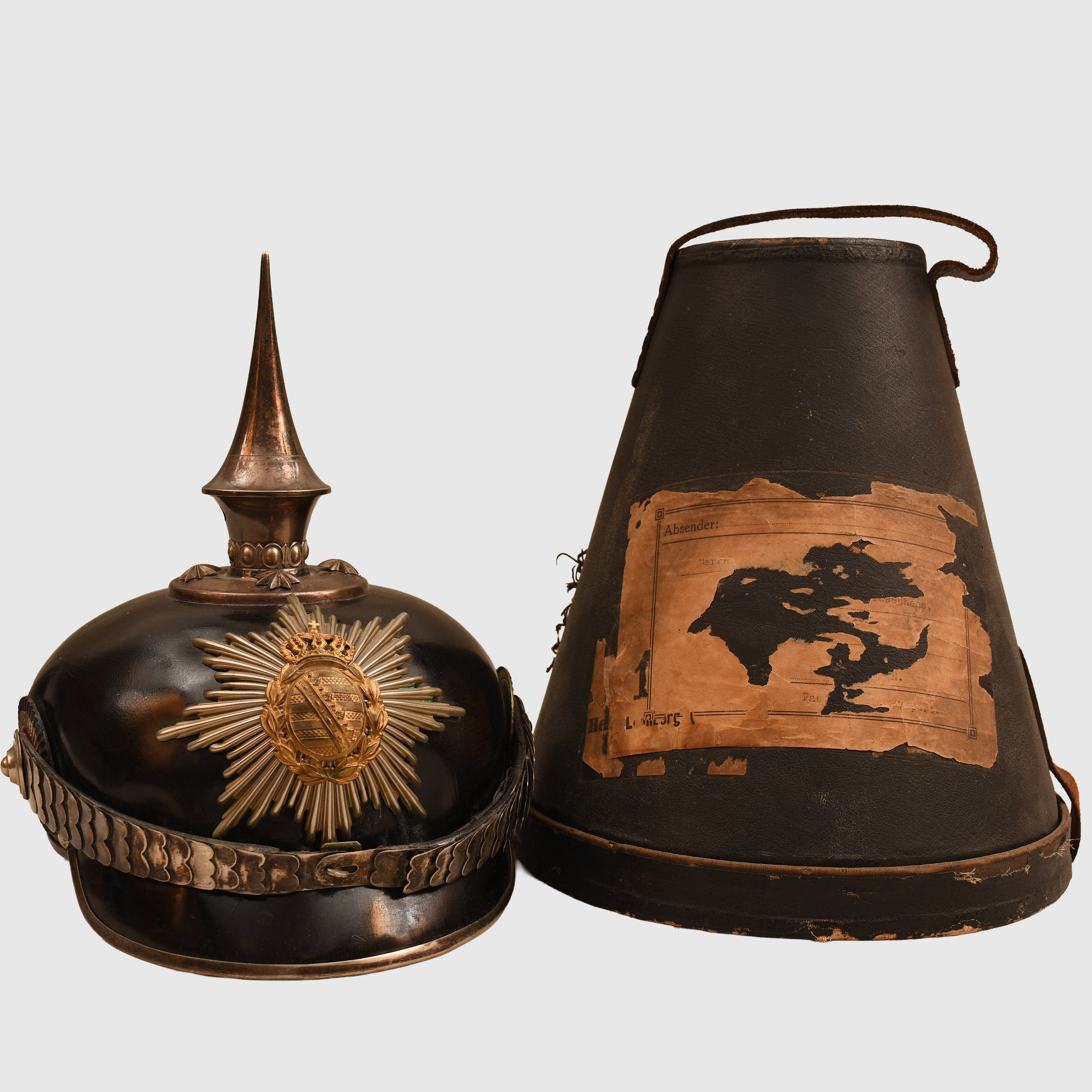 GERMAN WWI SAXON INFANTRY REGIMENT 100 OFFICERS PICKELHAUBE