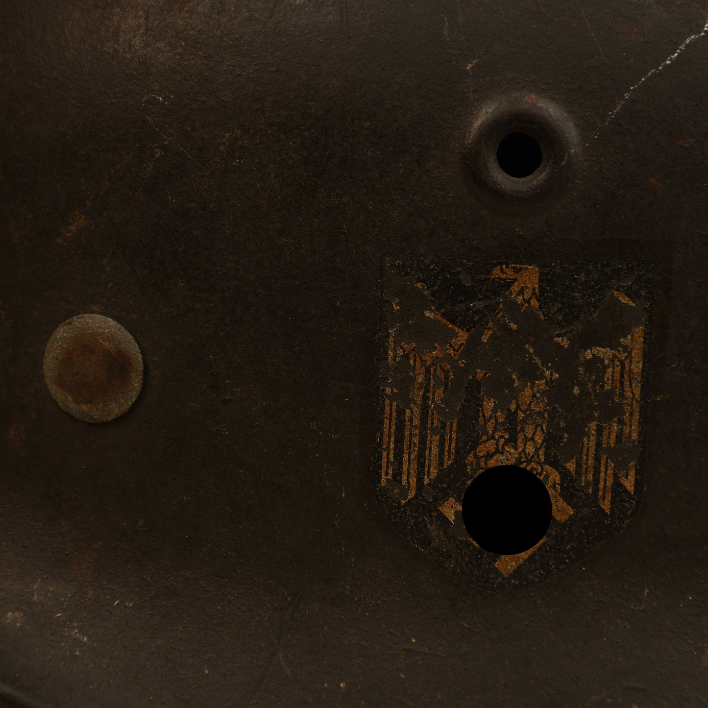 German WWII Single Decal Army M.40 Helmet – Battle Damaged