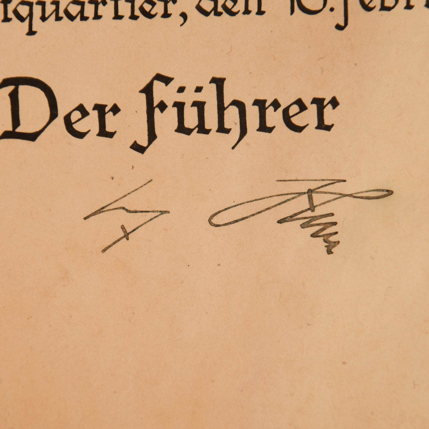 German WWII Adolf Hitler Signed Promotion Document – 1942