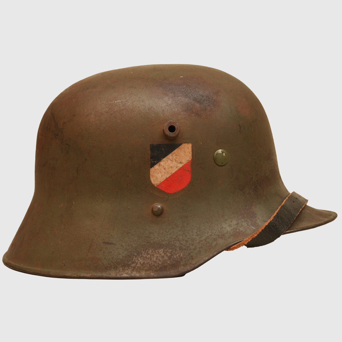 German WWII Ex-Austrian WWI M17 Army Double Decal Transitional Helmet