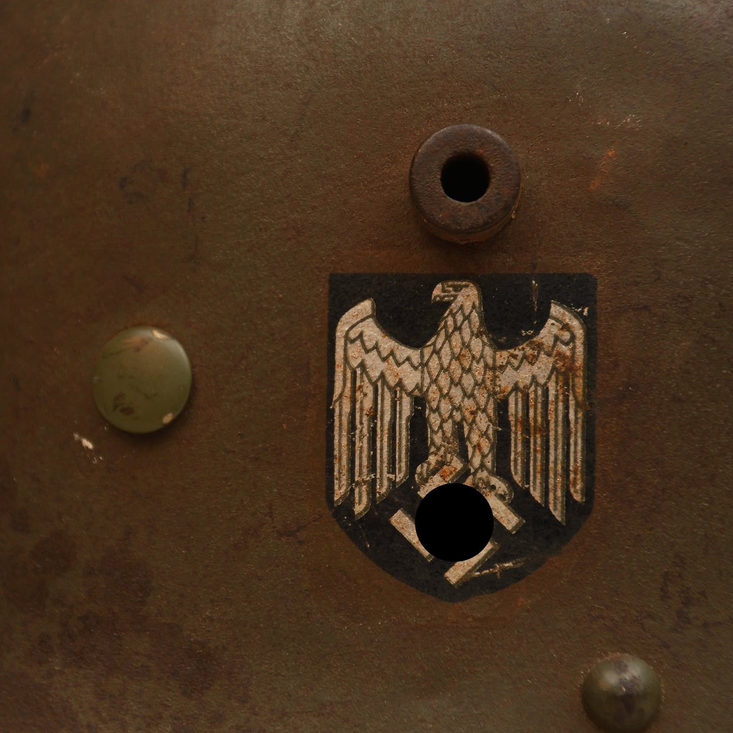 German WWII Ex-Austrian WWI M17 Army Double Decal Transitional Helmet
