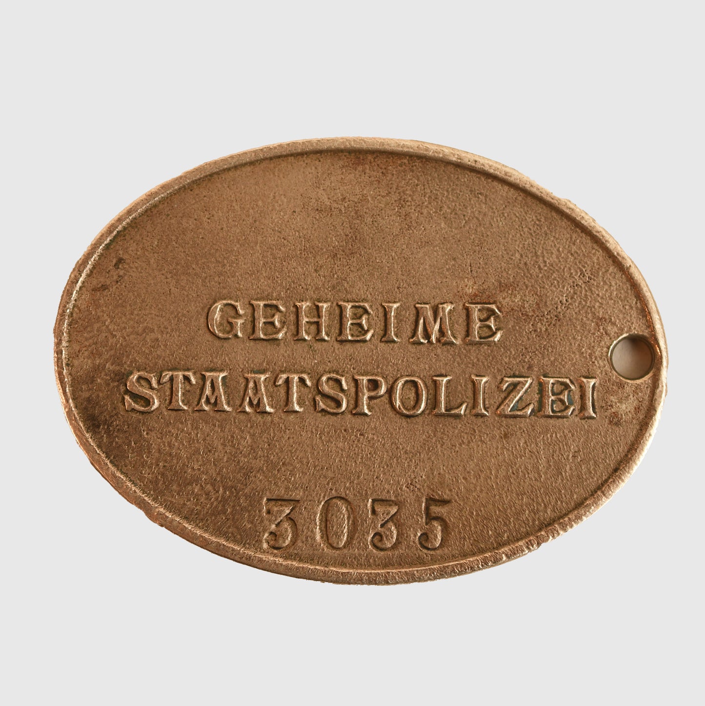 German WWII Gestapo Identification Tag – Numbered ‘3035’
