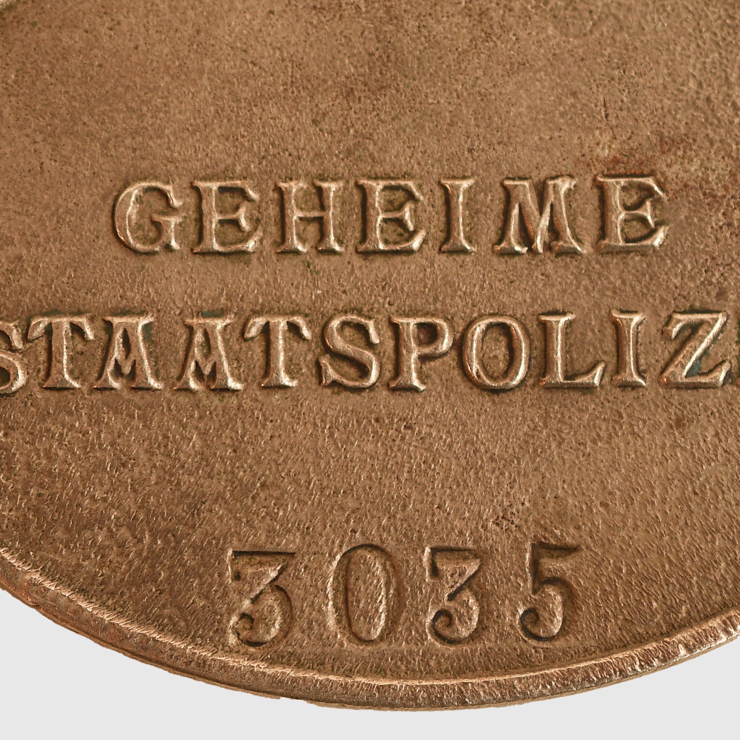 German WWII Gestapo Identification Tag – Numbered ‘3035’