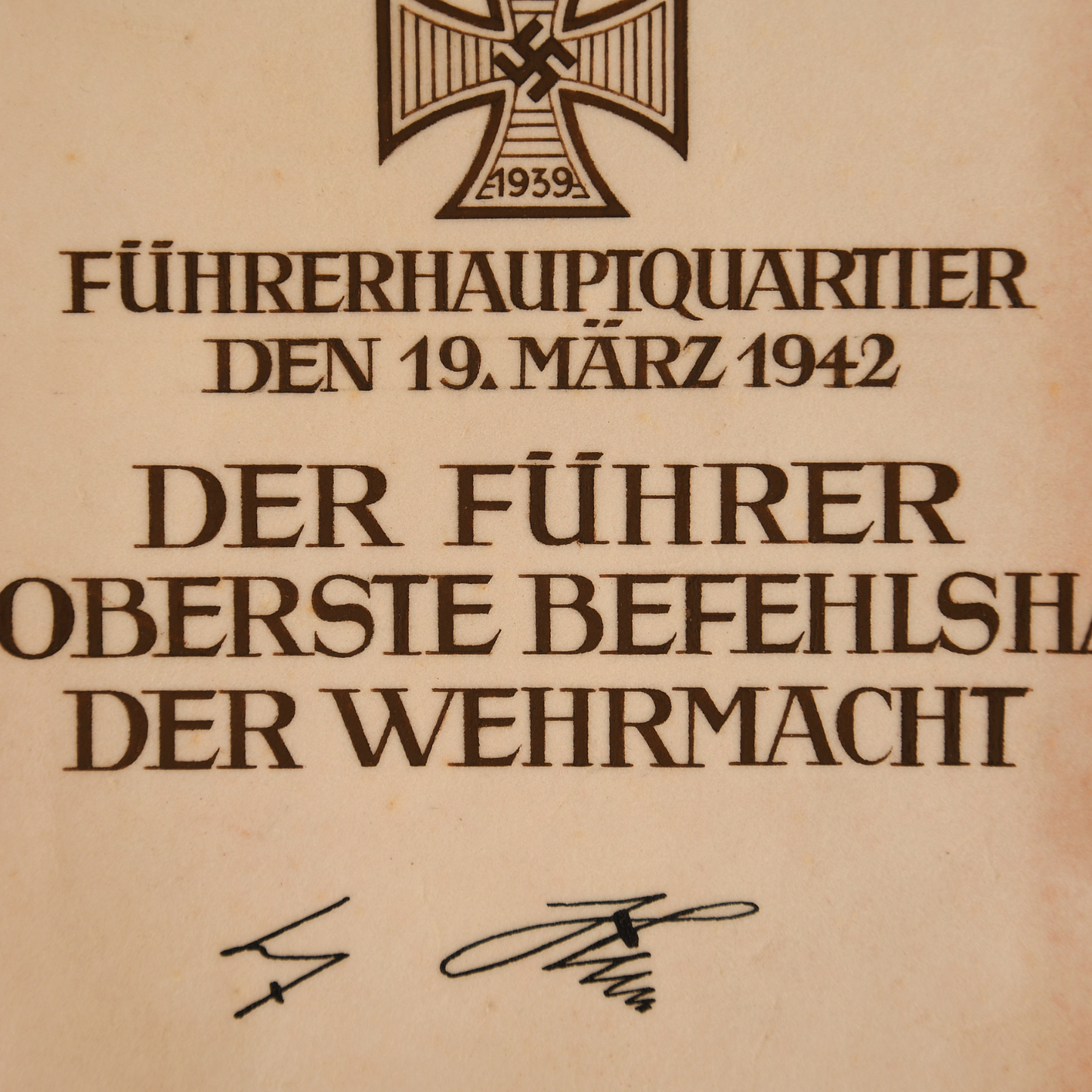 German WWII Knight's Cross to the Iron Cross Citation