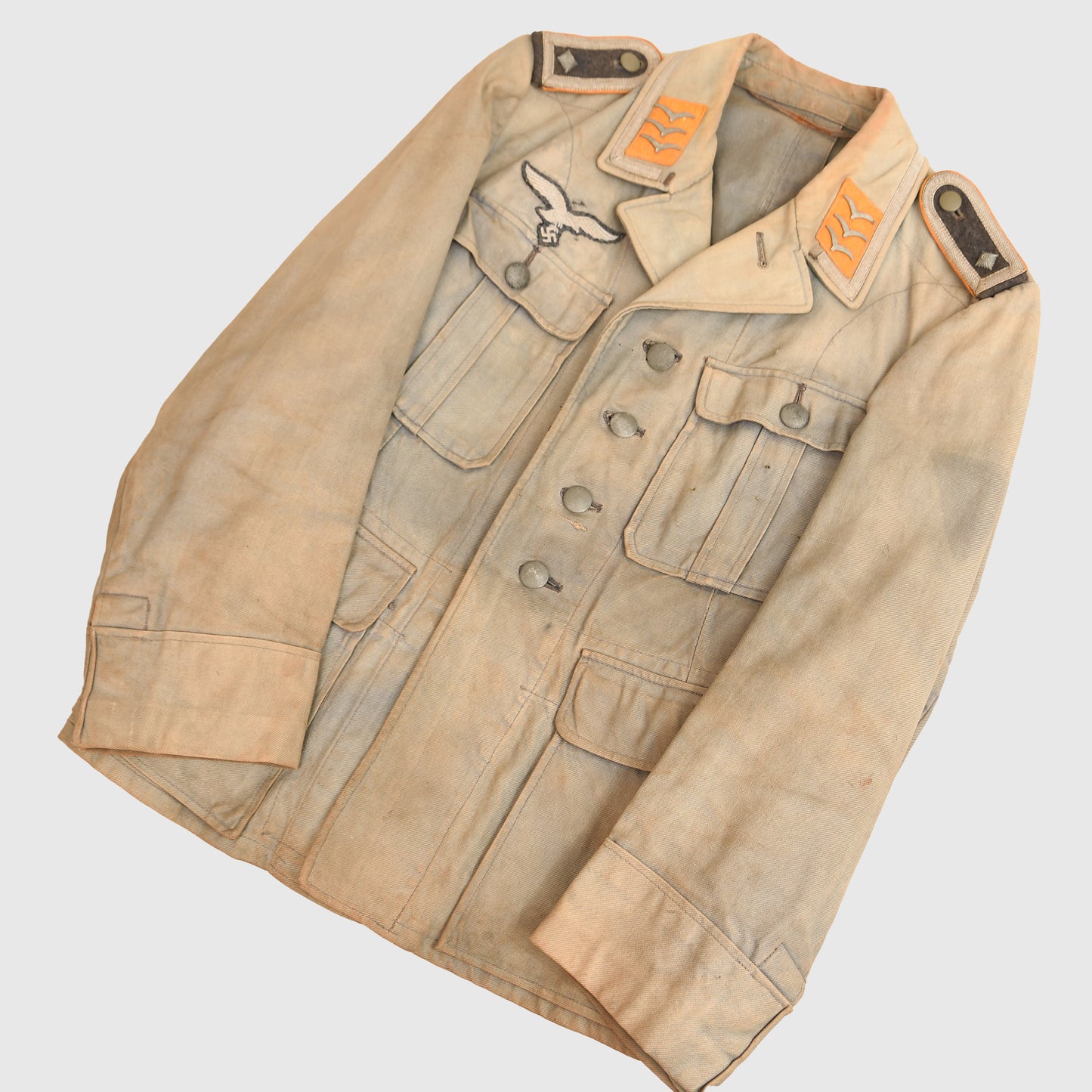 German WWII Luftwaffe Tropical Blue Tunic, Bleached
