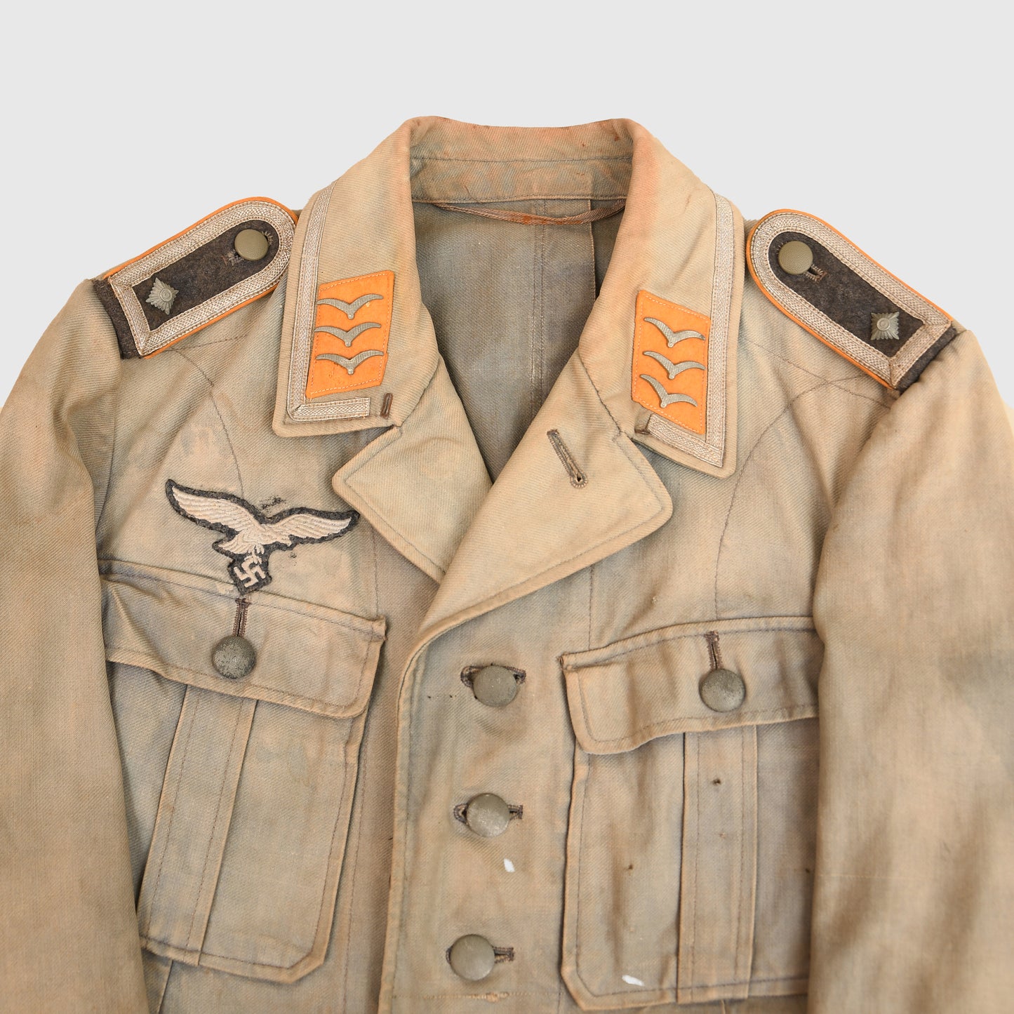German WWII Luftwaffe Tropical Blue Tunic, Bleached